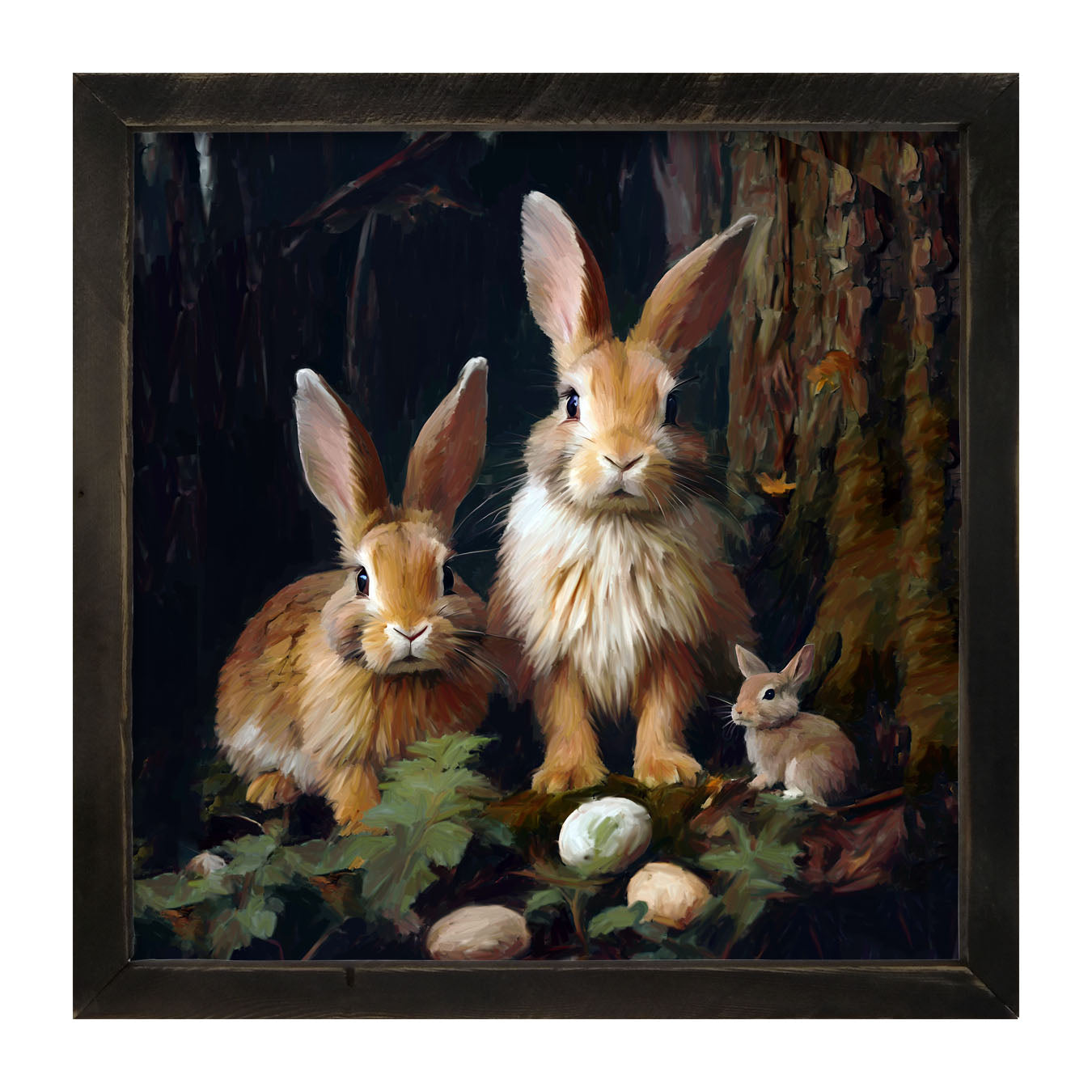 Bunnies with Eggs - Framed art