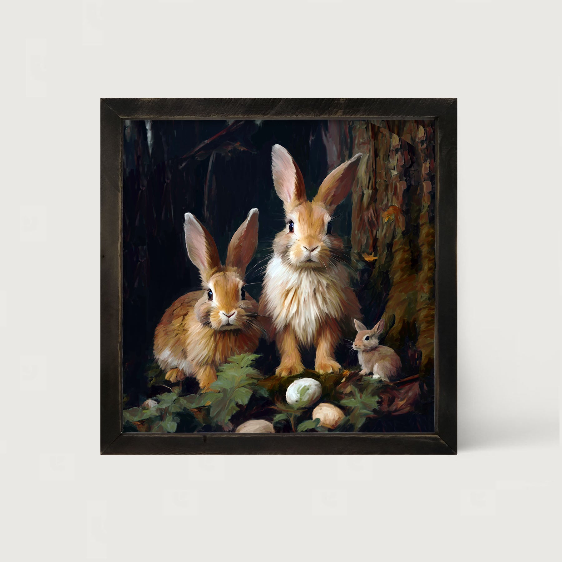 Bunnies with Eggs - Framed art