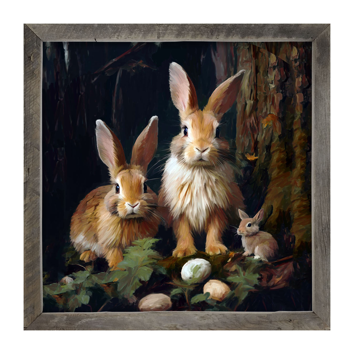 Bunnies with Eggs - Framed art