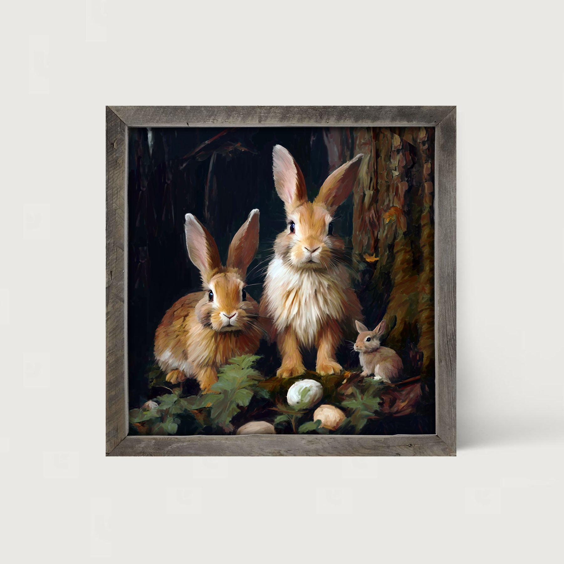 Bunnies with Eggs - Framed art