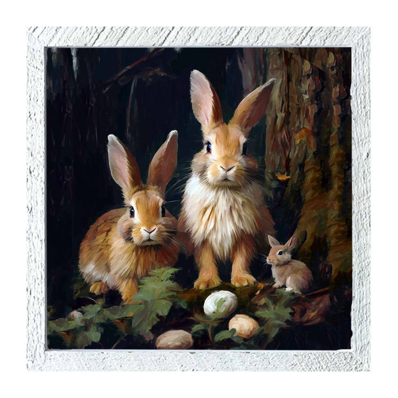 Bunnies with Eggs - Framed art