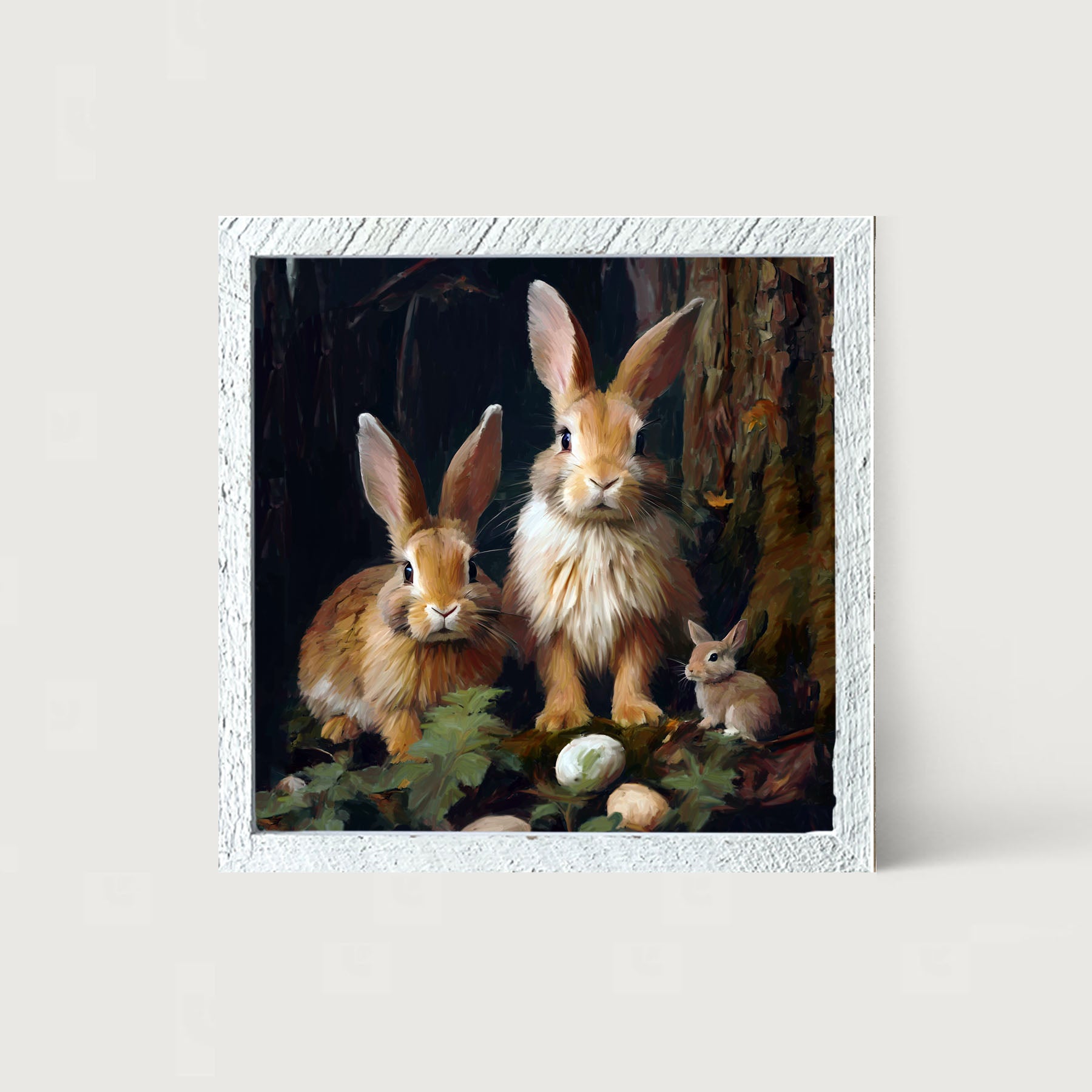 Bunnies with Eggs - Framed art