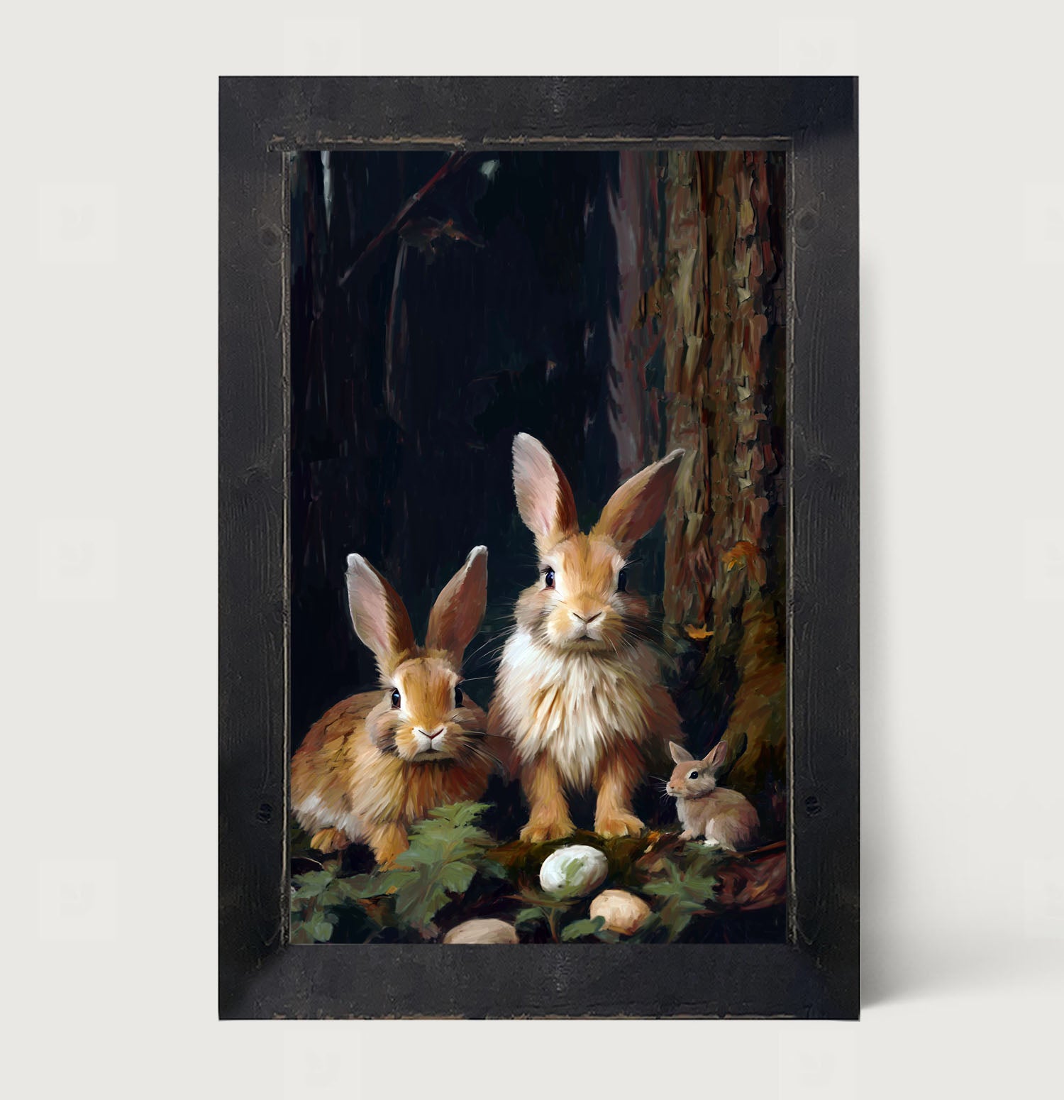 Bunnies with Eggs - Framed art