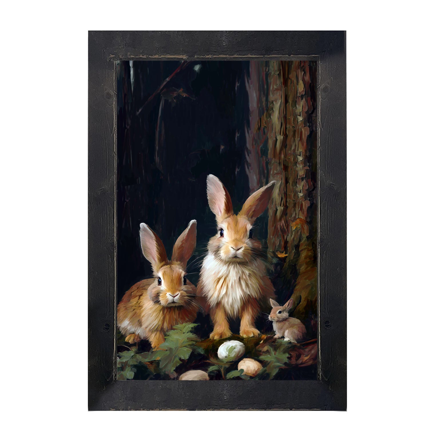 Bunnies with Eggs - Framed art