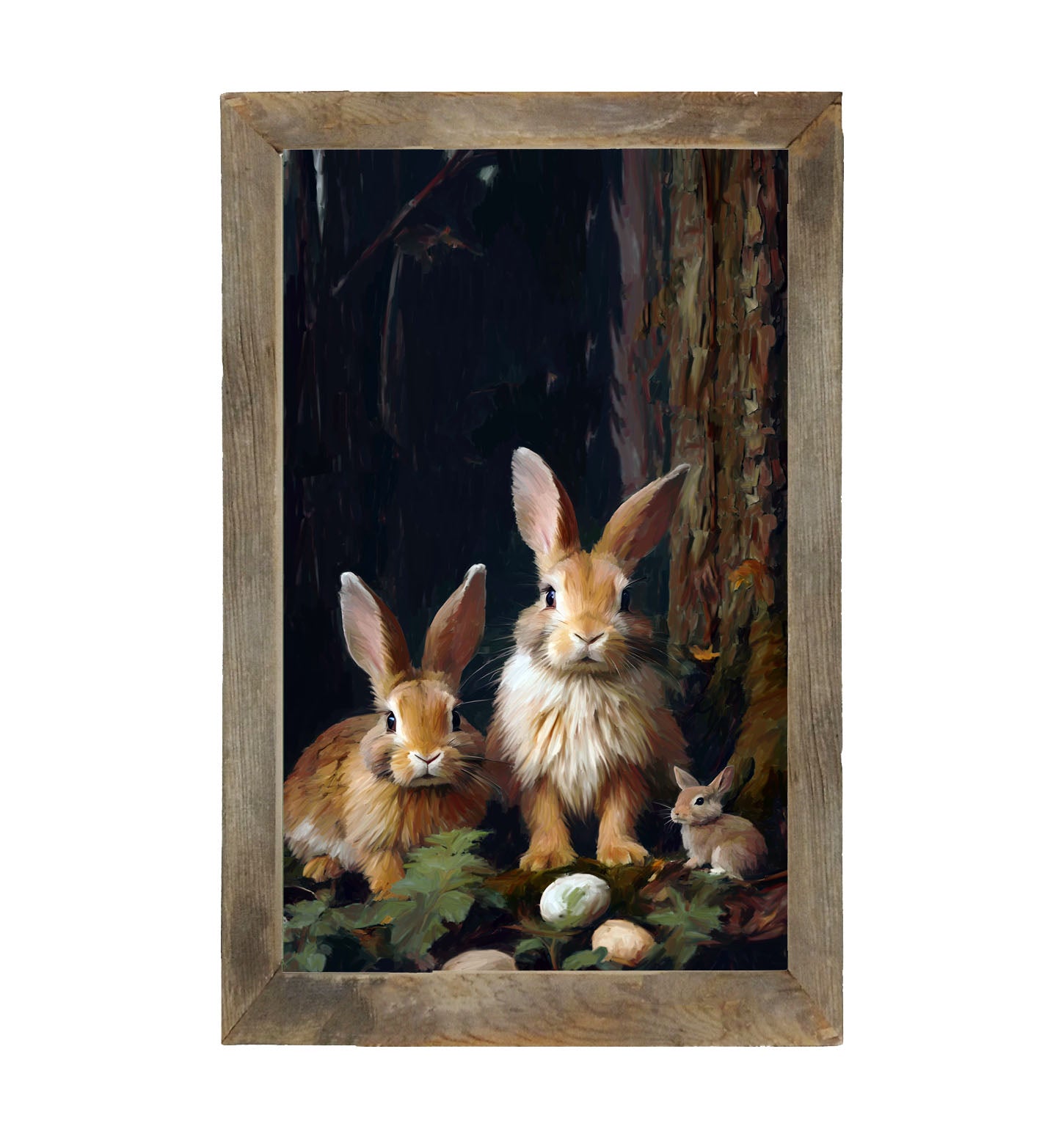 Bunnies with Eggs - Framed art