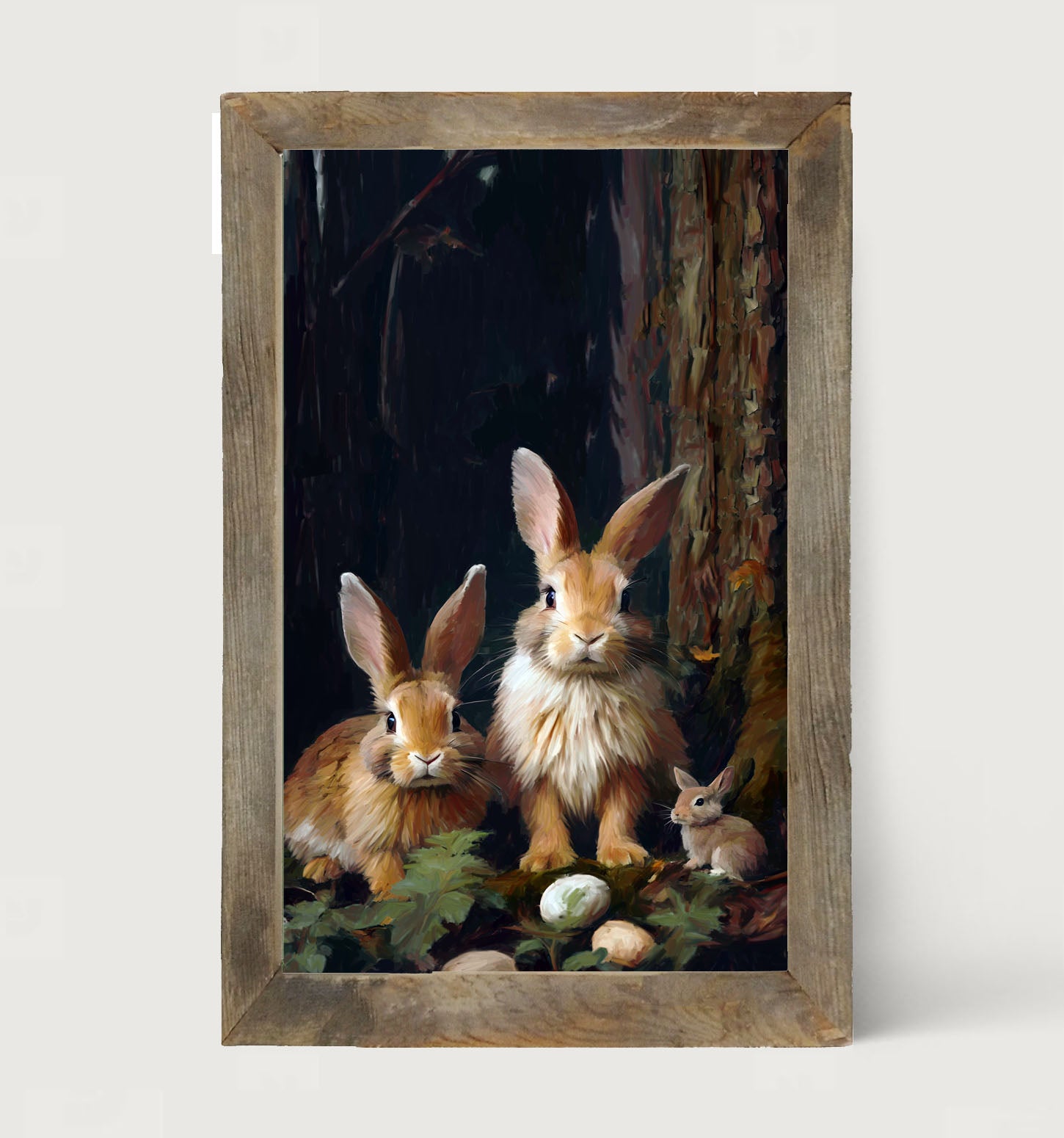 Bunnies with Eggs - Framed art