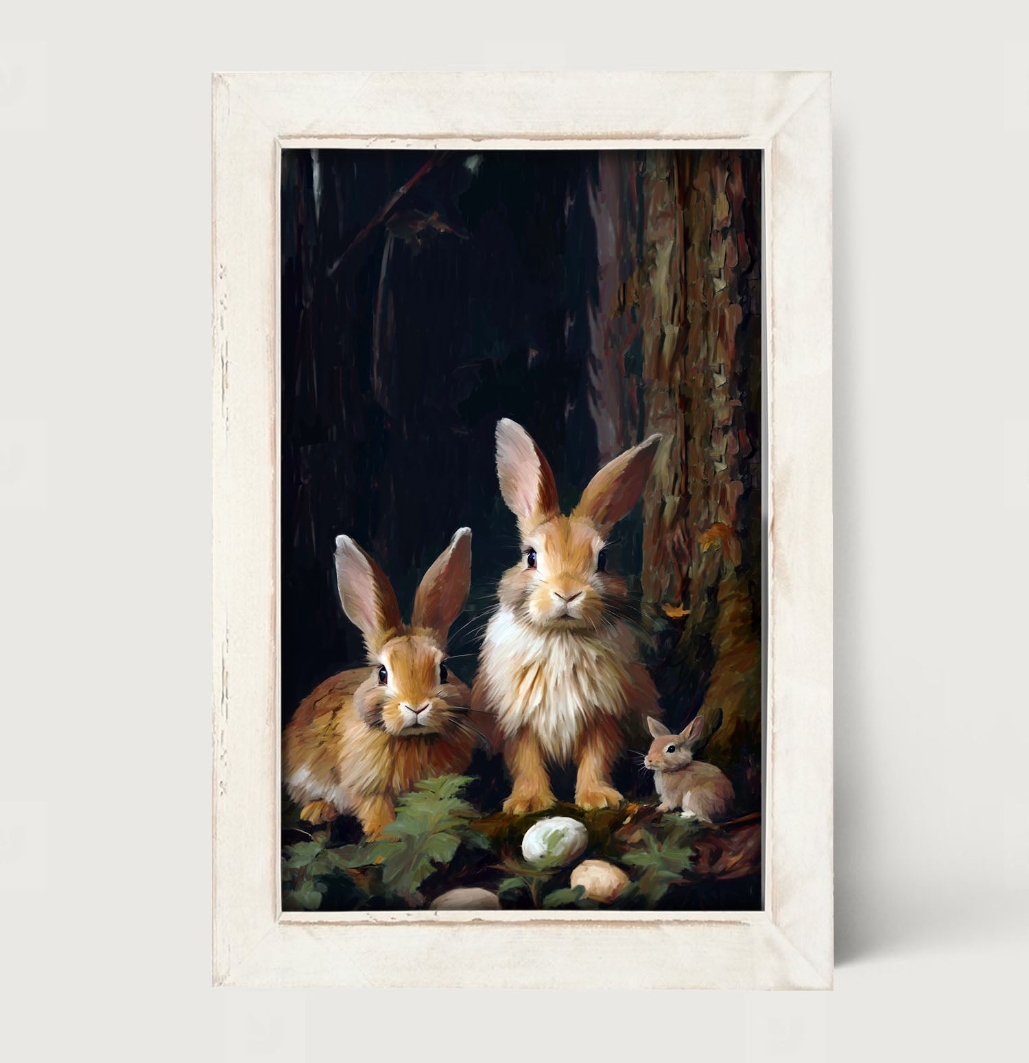 Bunnies with Eggs - Framed art