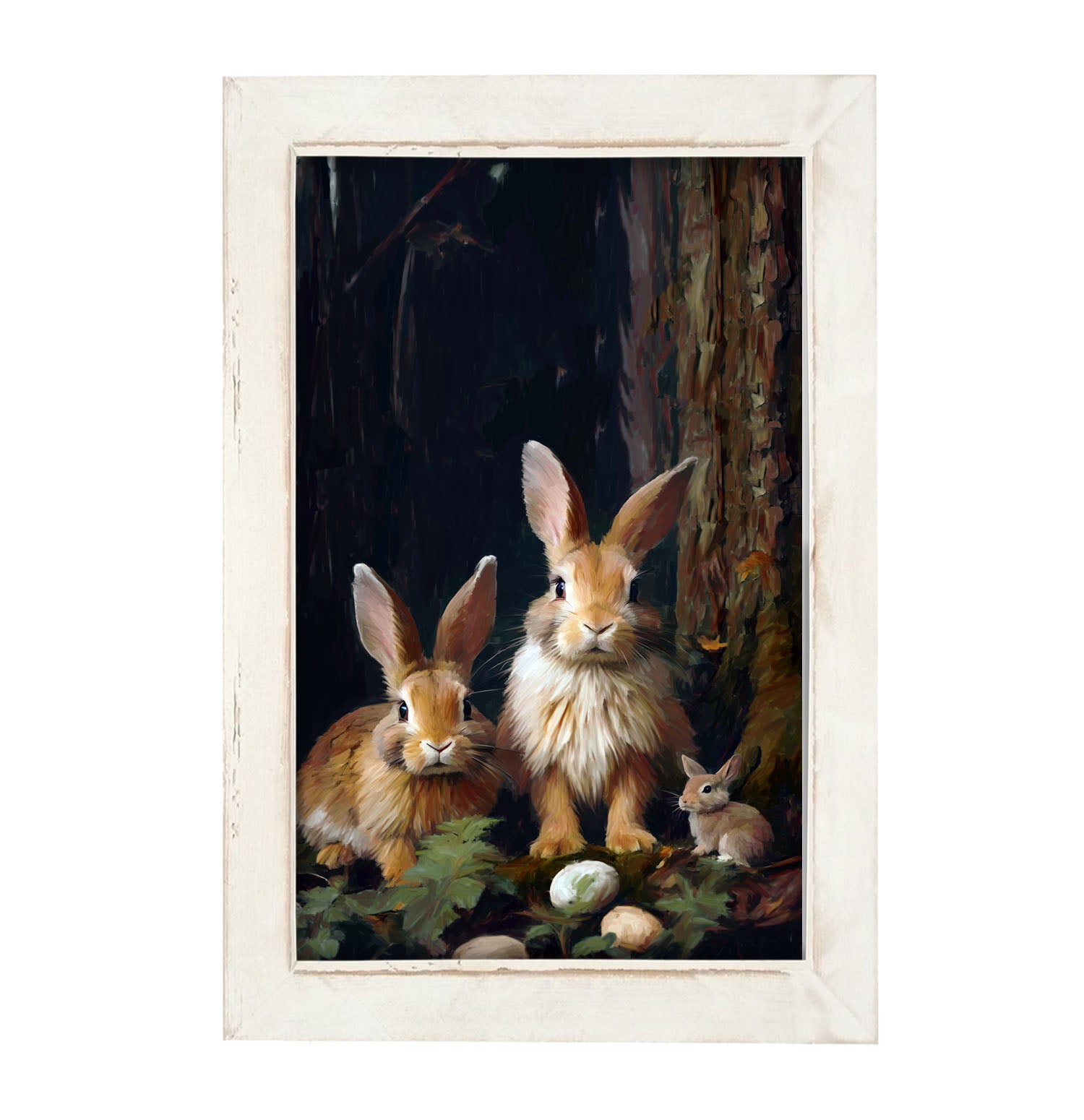 Bunnies with Eggs - Framed art