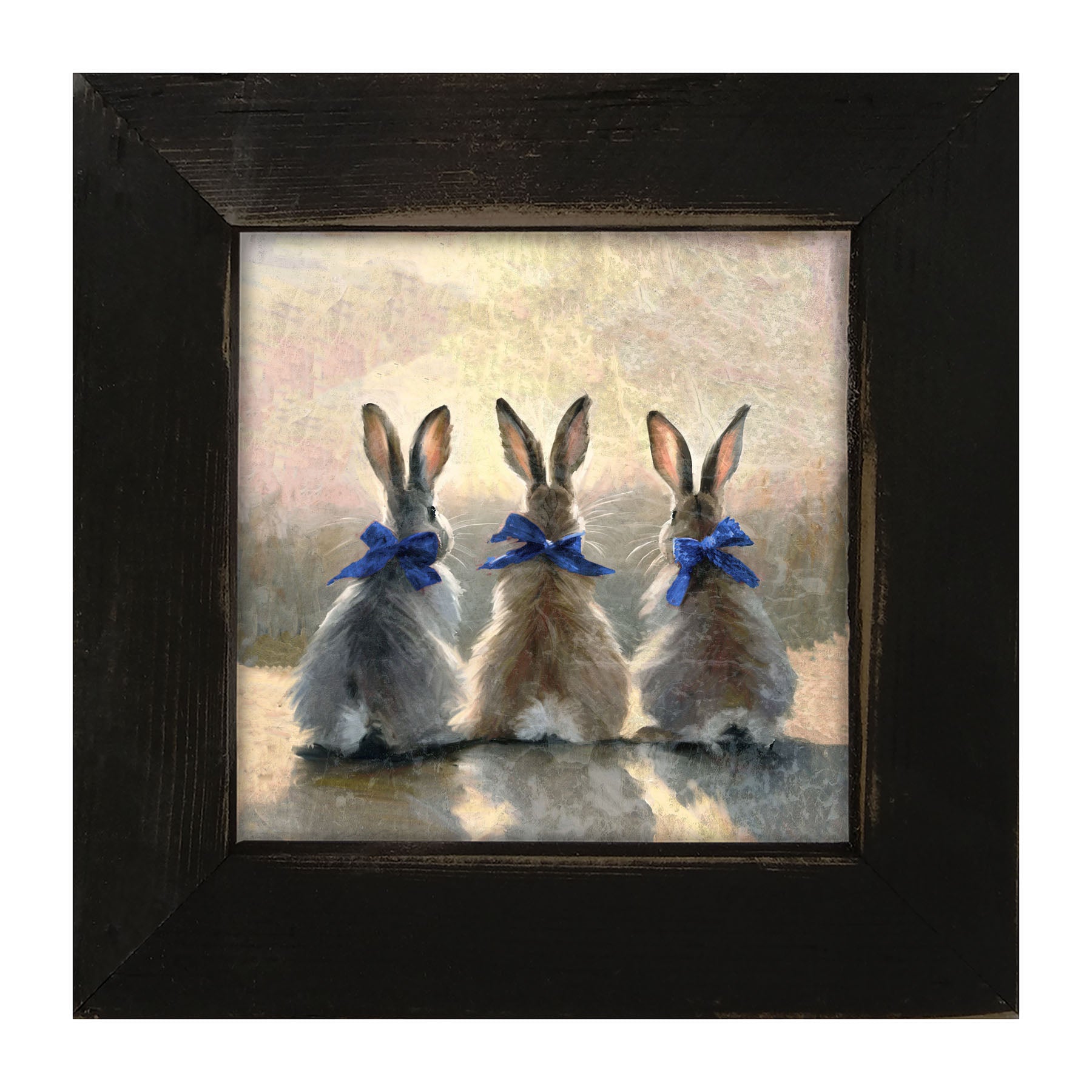 Bunnies with Blue Bows - Framed Art