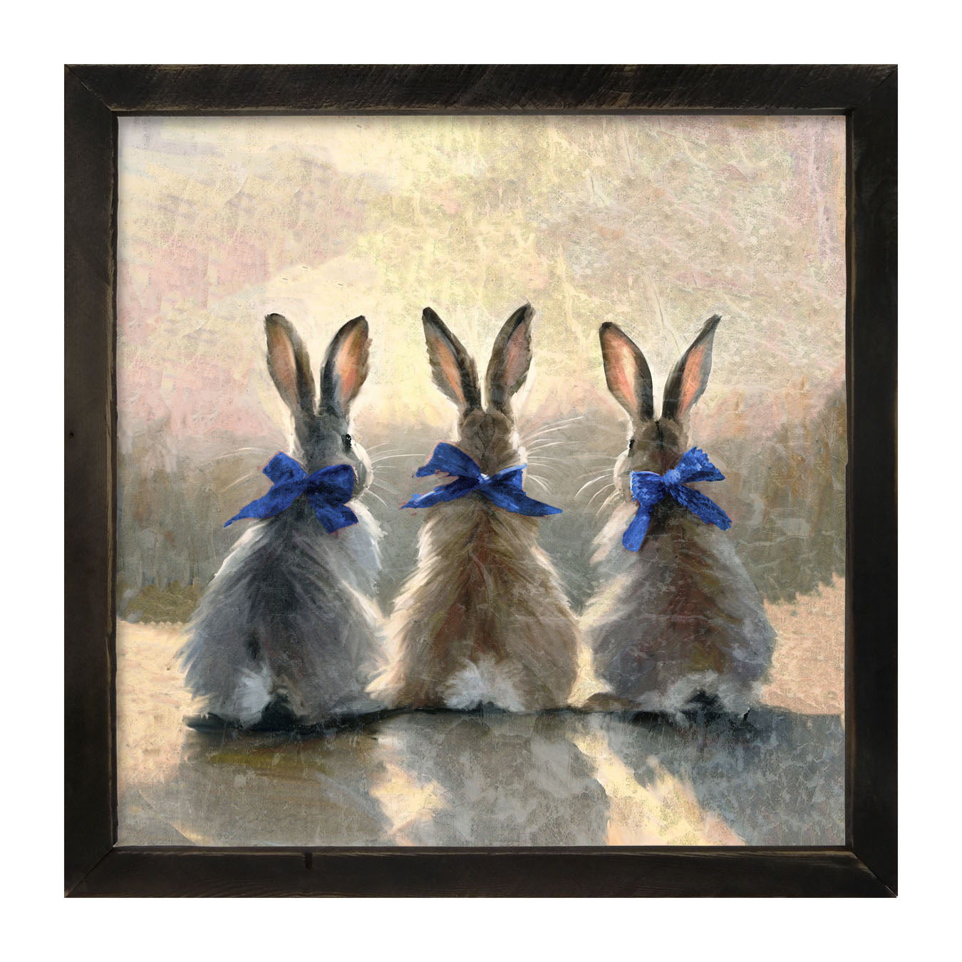 Bunnies with Blue Bows - Framed Art