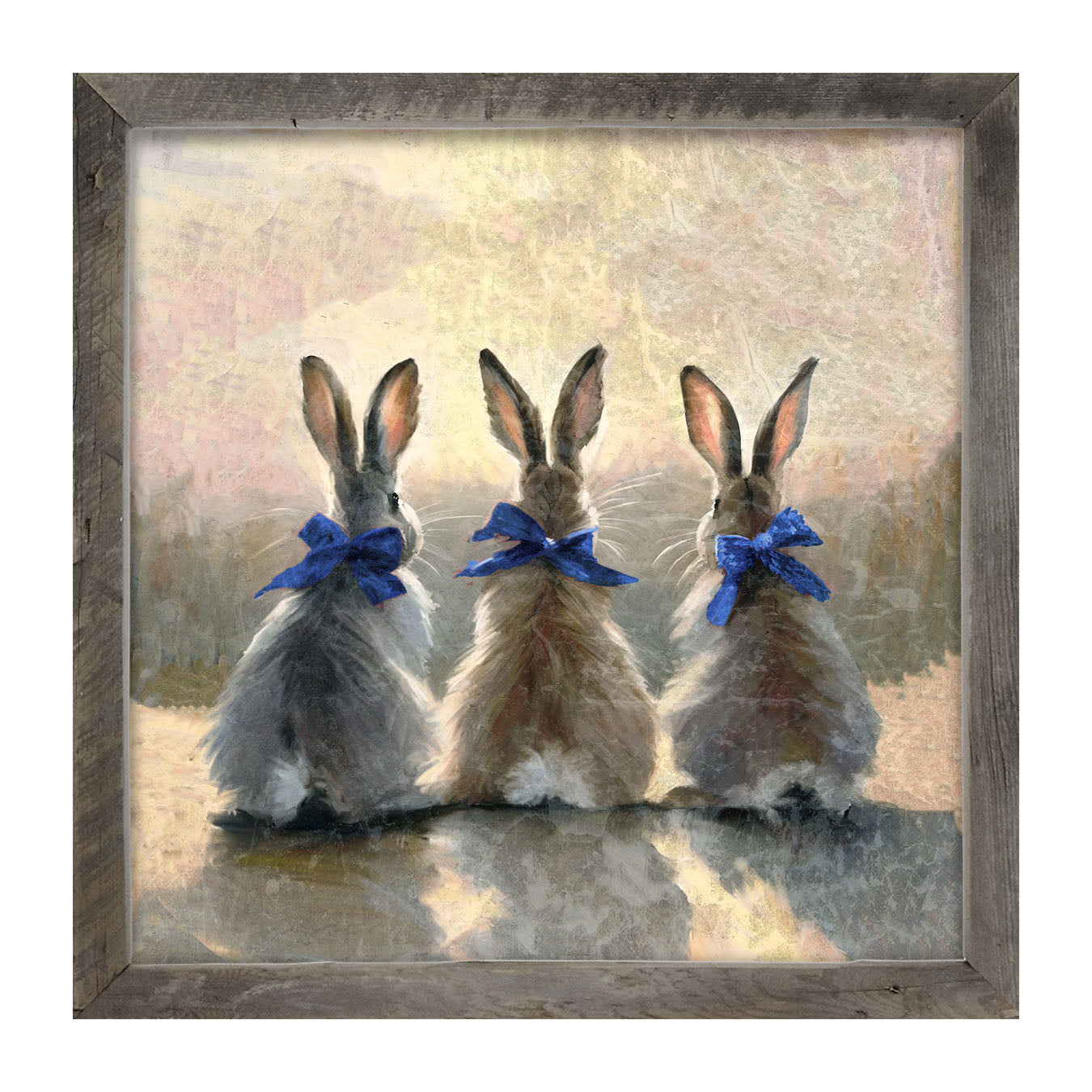 Bunnies with Blue Bows - Framed Art