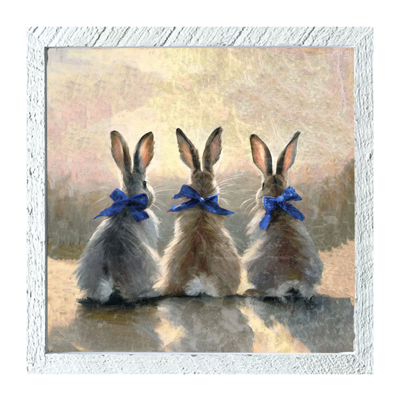 Bunnies with Blue Bows - Framed Art