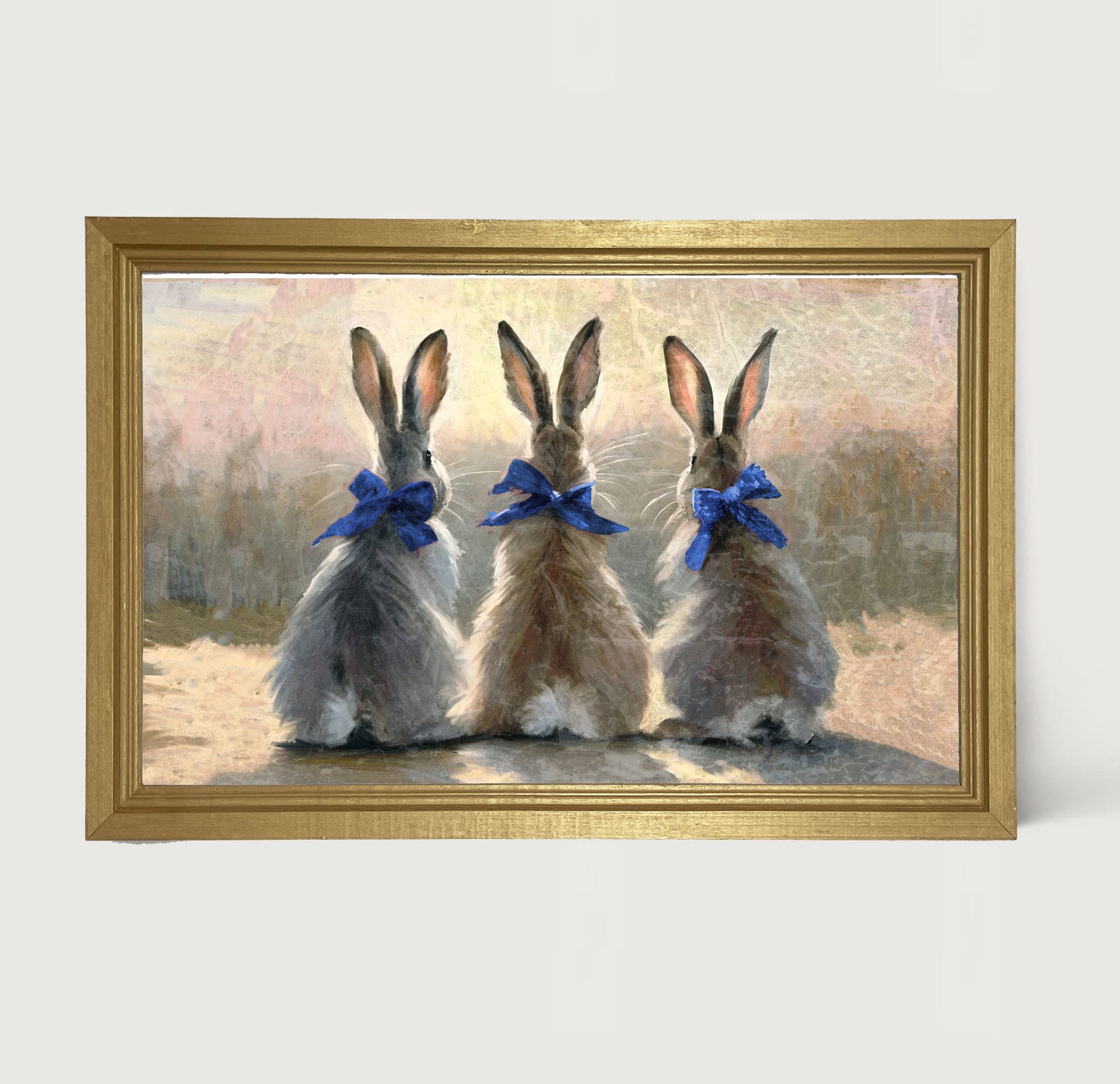Bunnies with Blue Bows