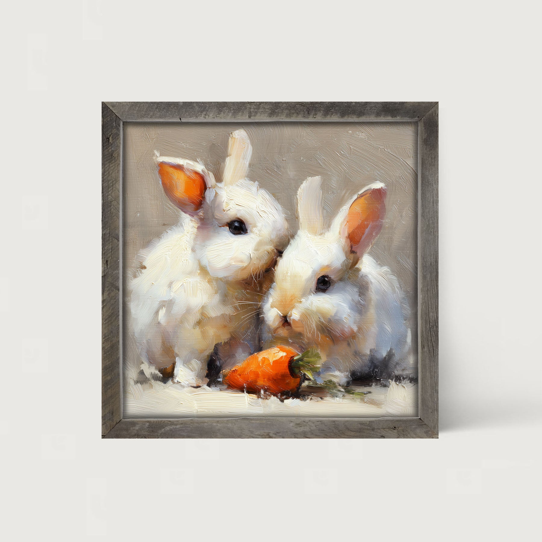 Two Bunnies with Carrot