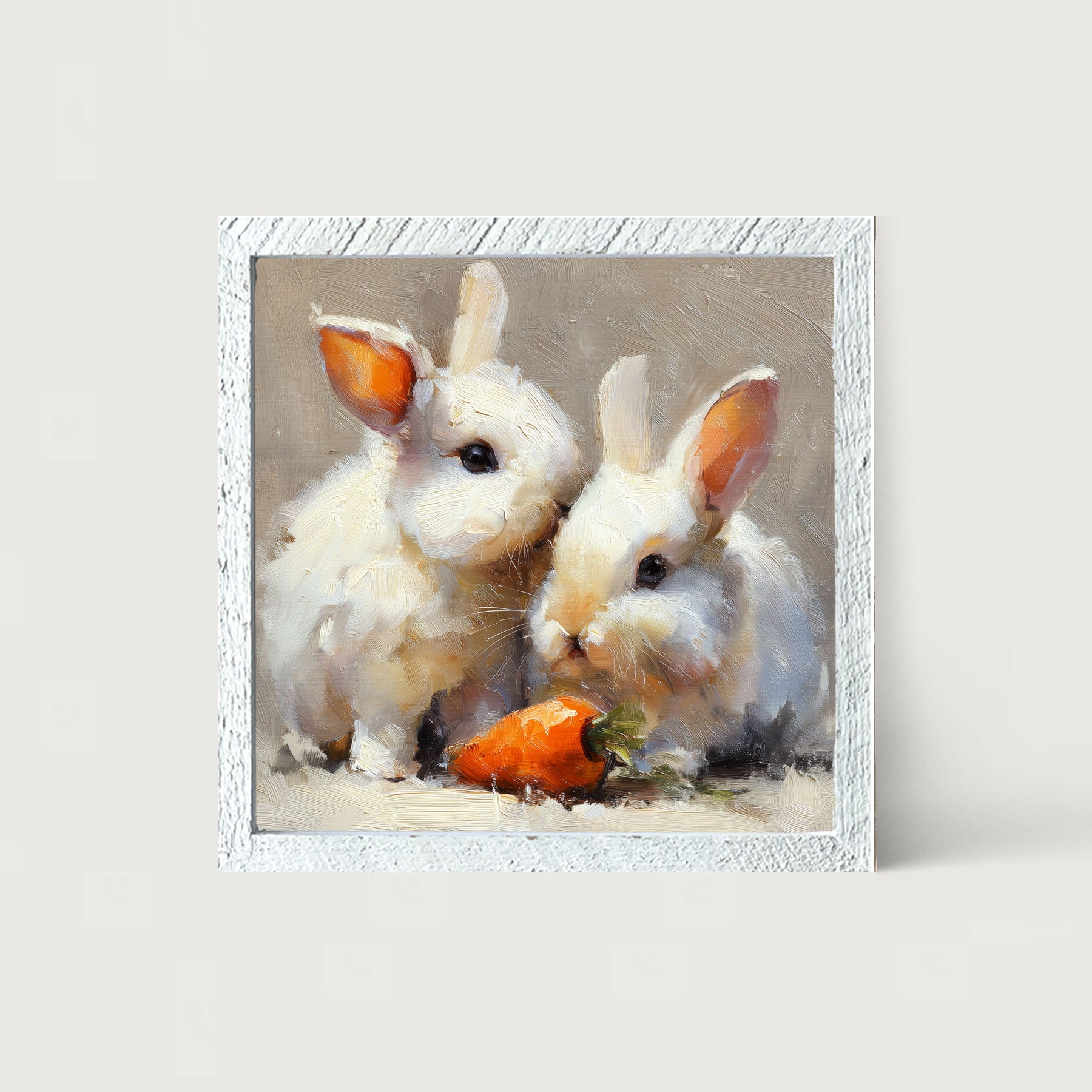 Two Bunnies with Carrot