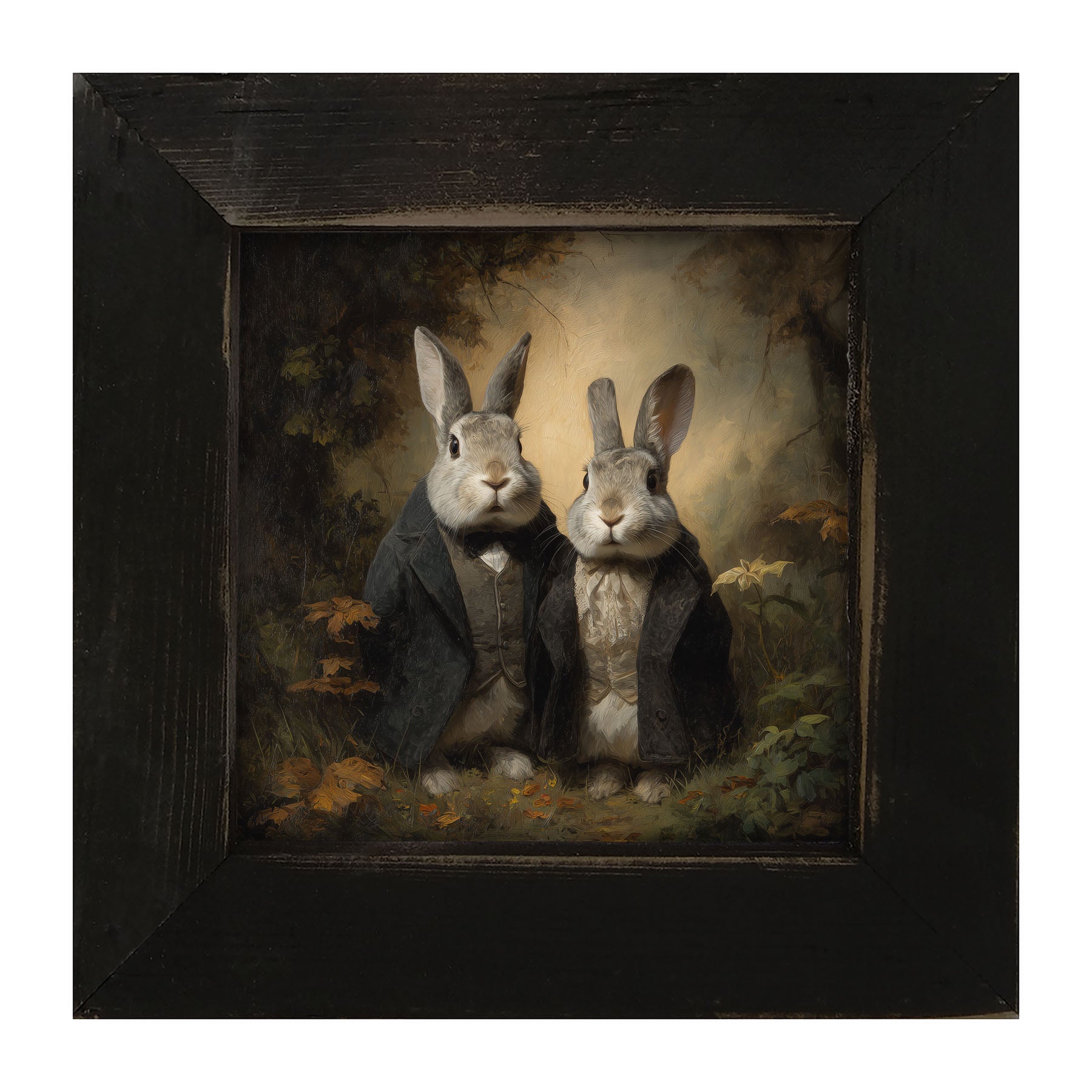 Bunnies Posing in Coats - Framed Art