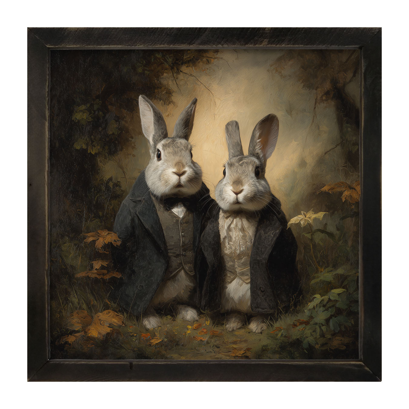 Bunnies Posing in Coats - Framed Art