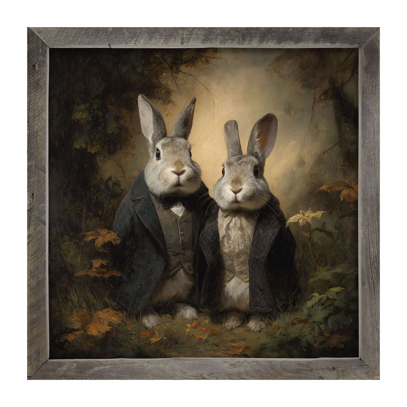 Bunnies Posing in Coats - Framed Art