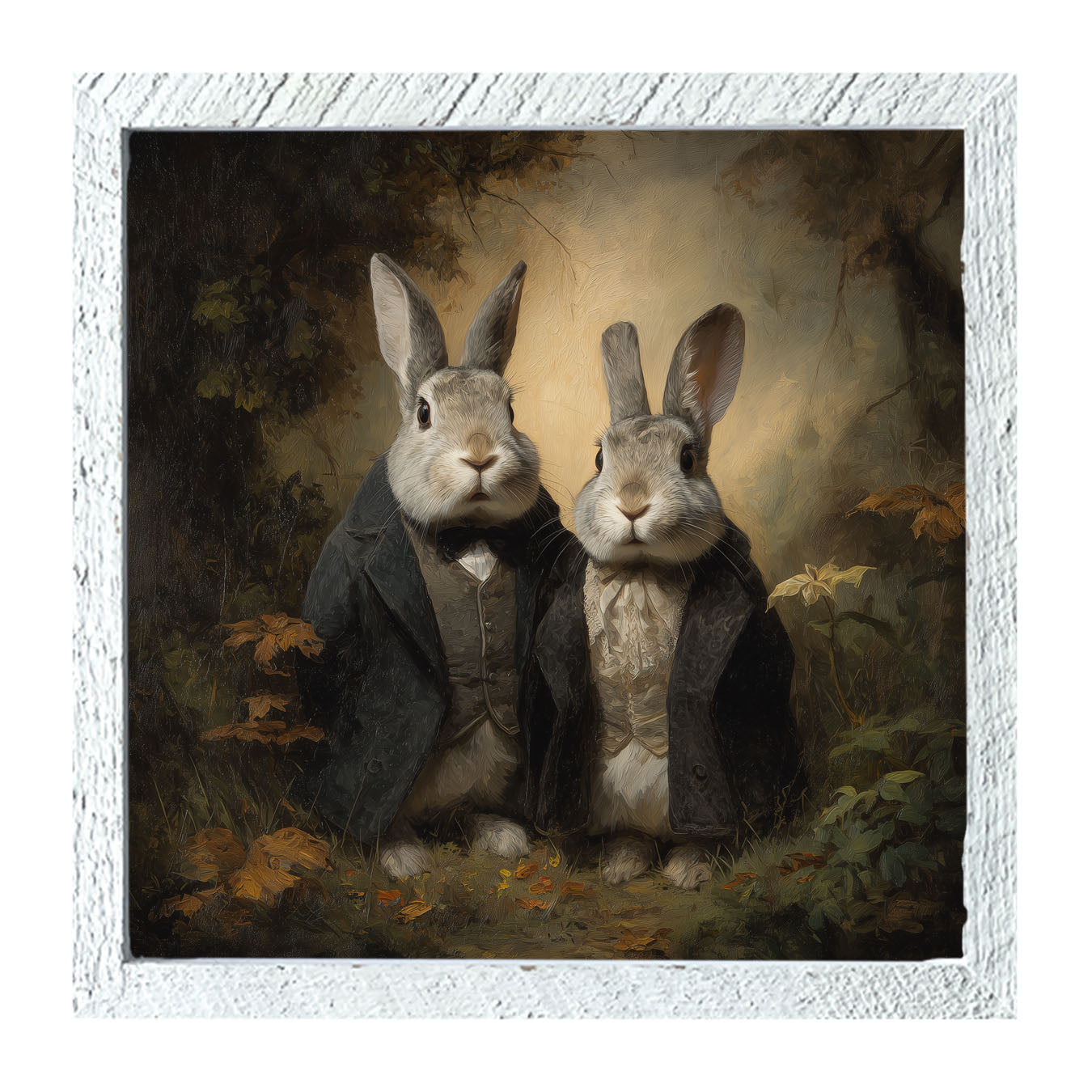 Bunnies Posing in Coats - Framed Art