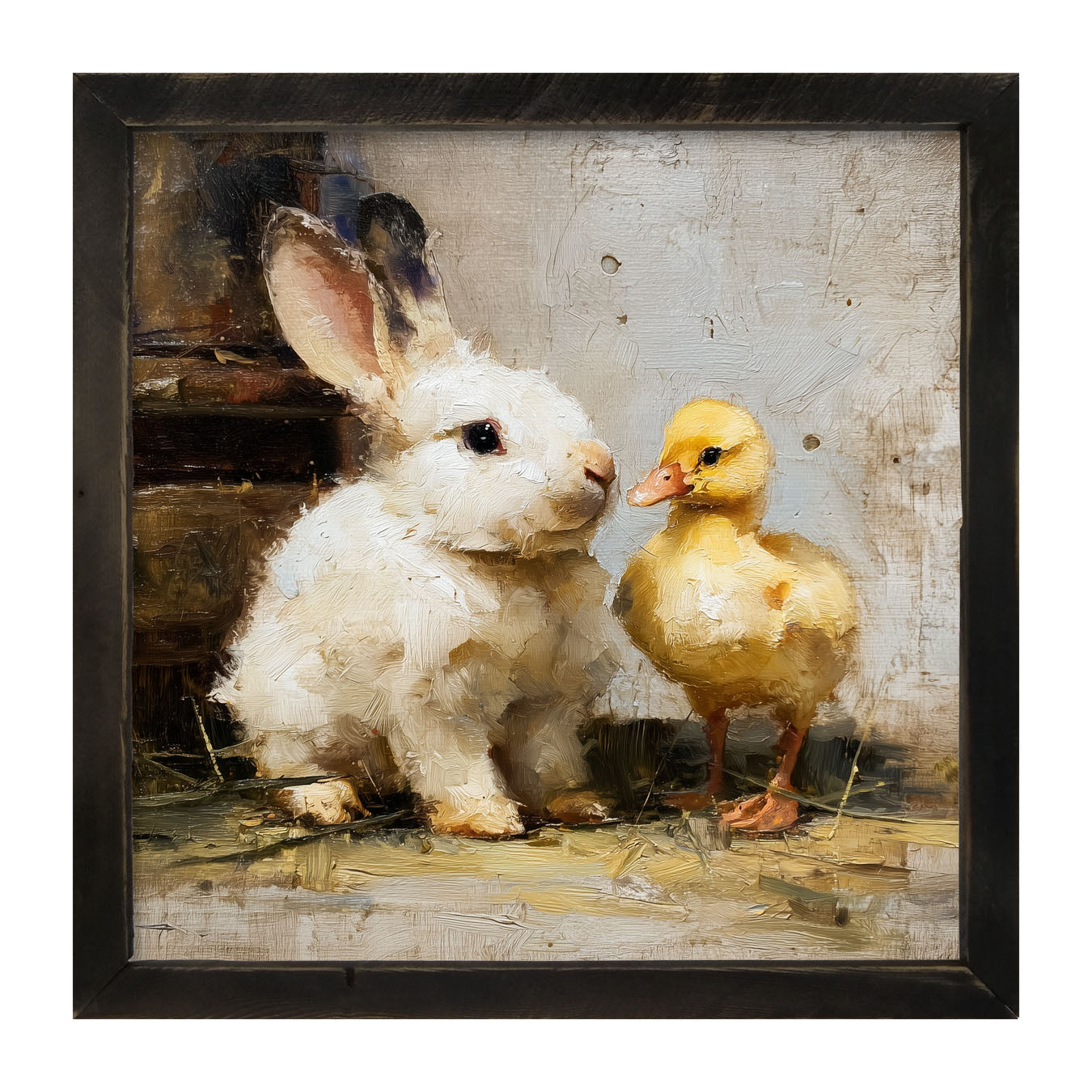 White Rabbit with Duck - Framed Art