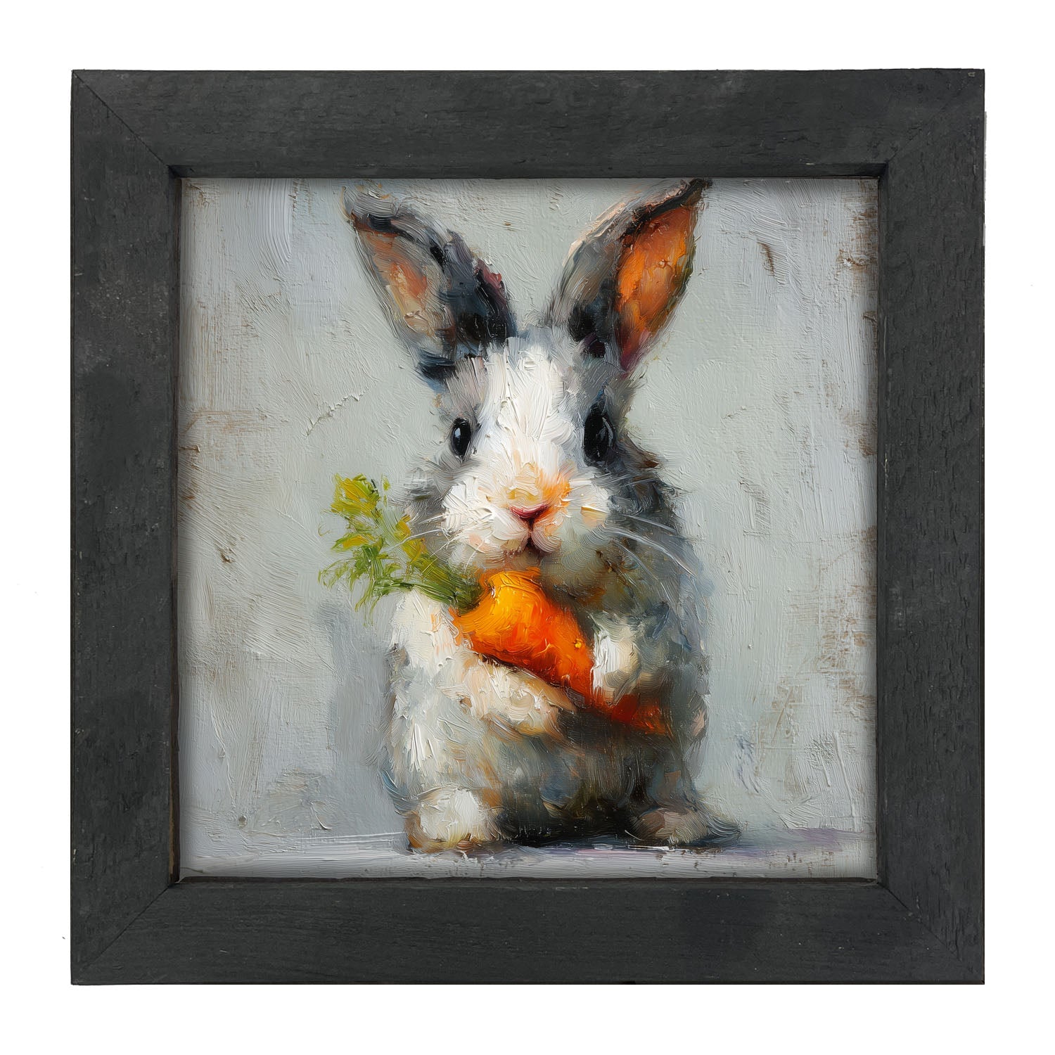 Bunny holding Carrot - Framed Art