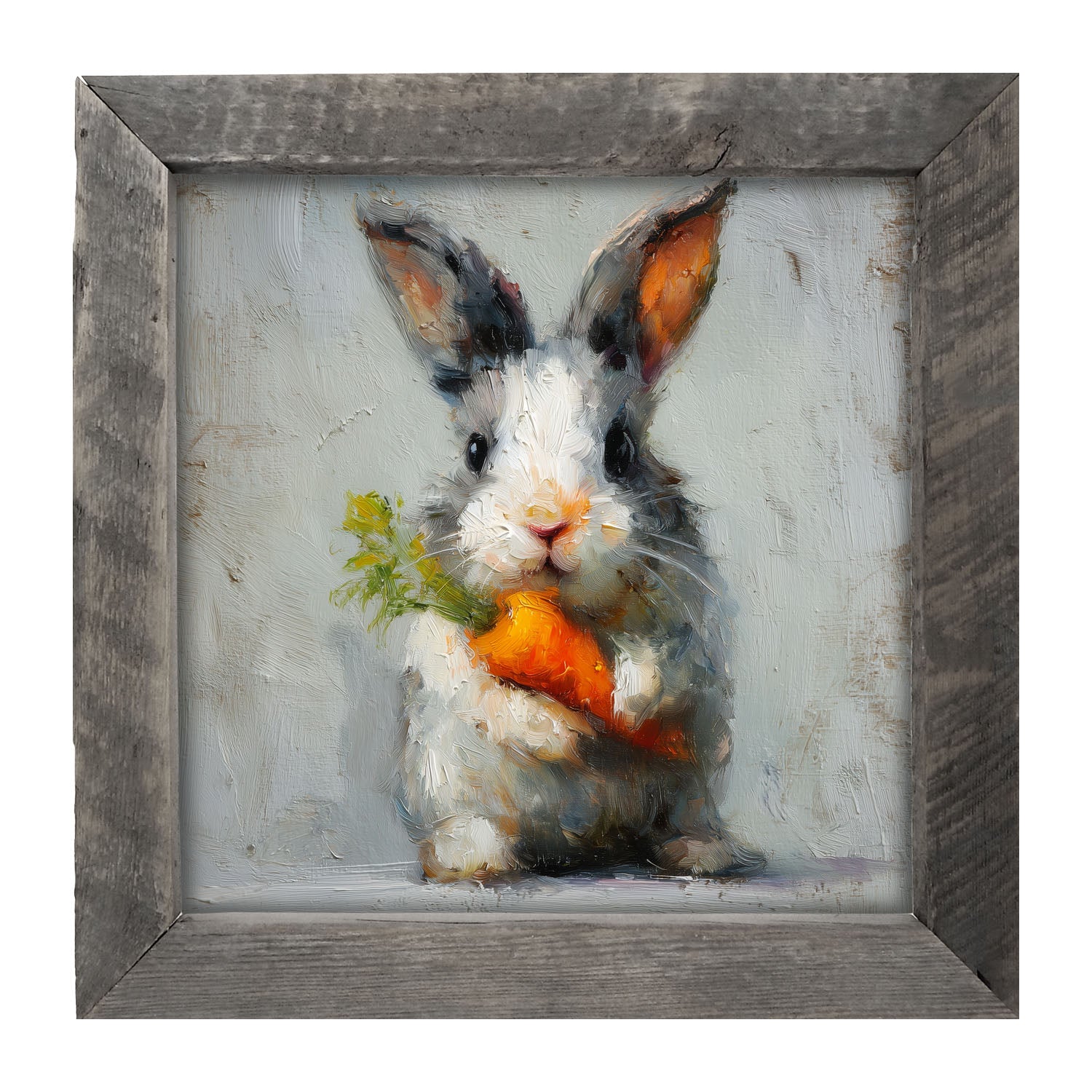 Bunny holding Carrot - Framed Art