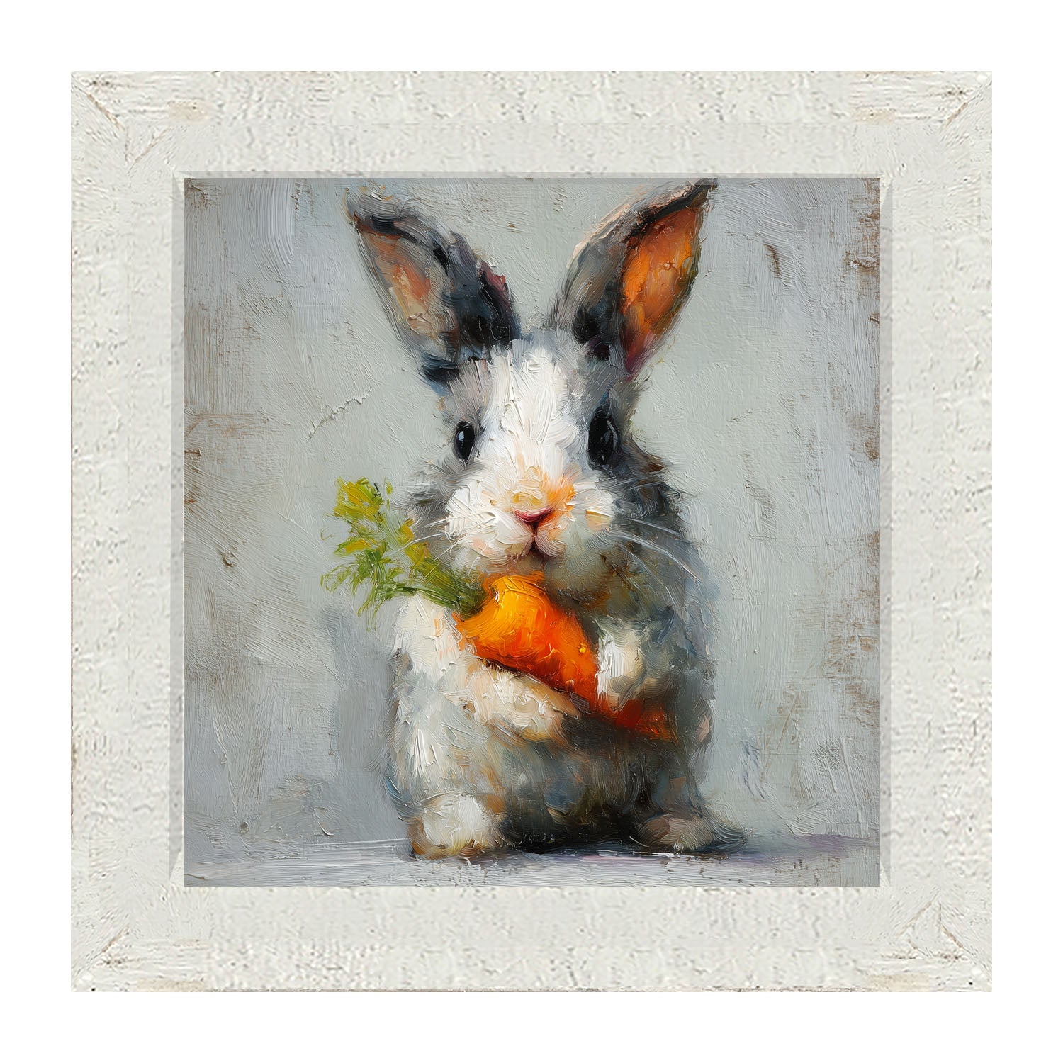 Bunny holding Carrot - Framed Art