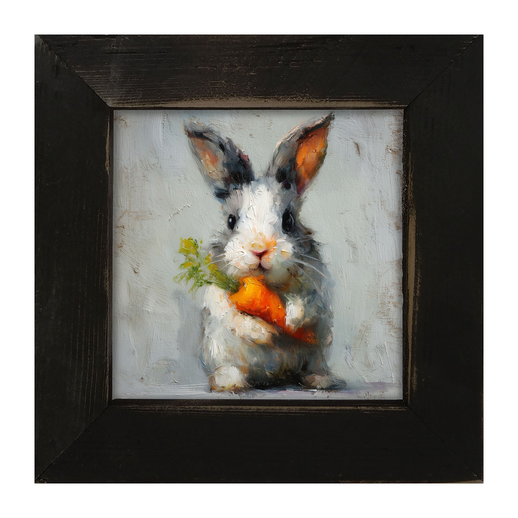 Bunny holding Carrot - Framed Art