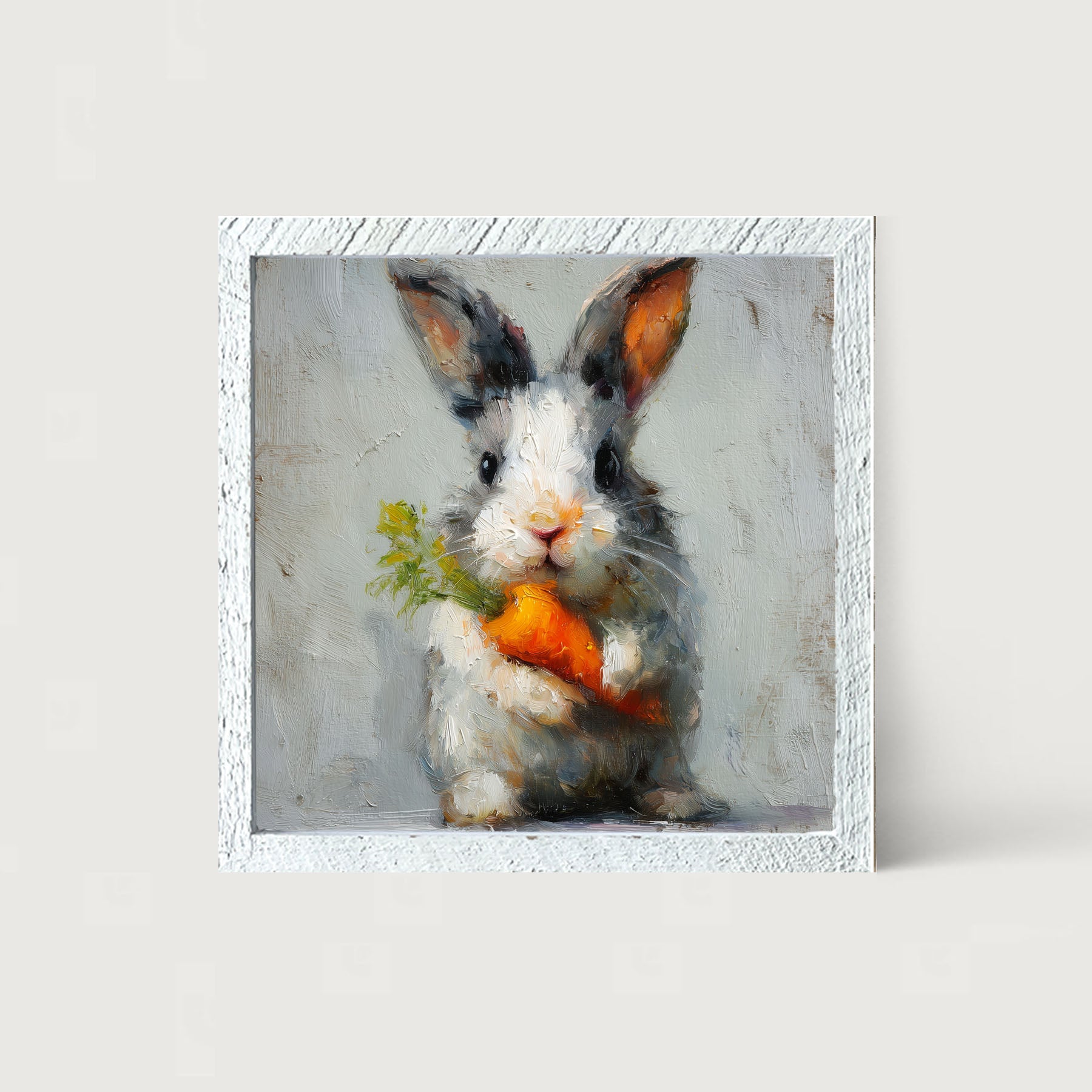 Bunny holding Carrot - Framed Art