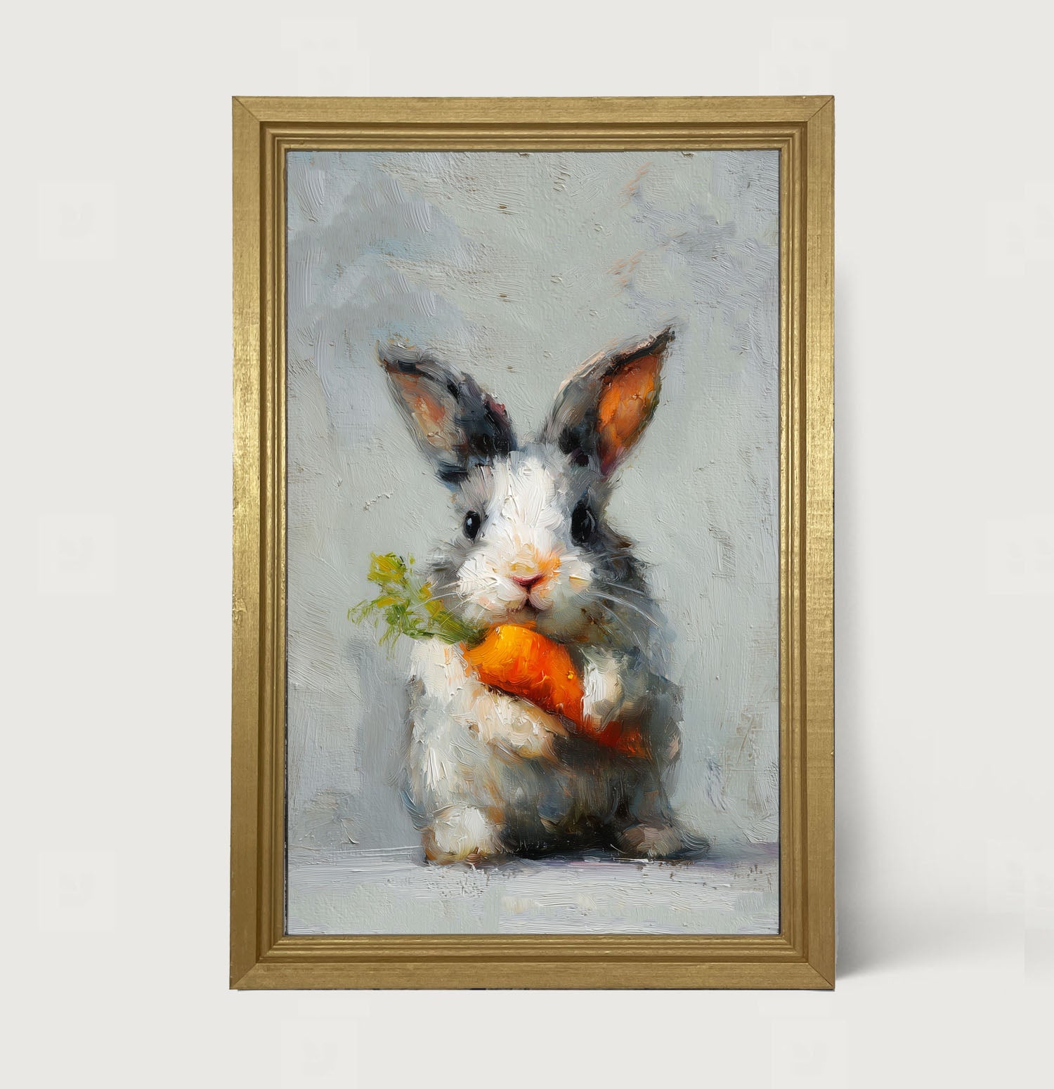 Bunny holding Carrot - Framed Art
