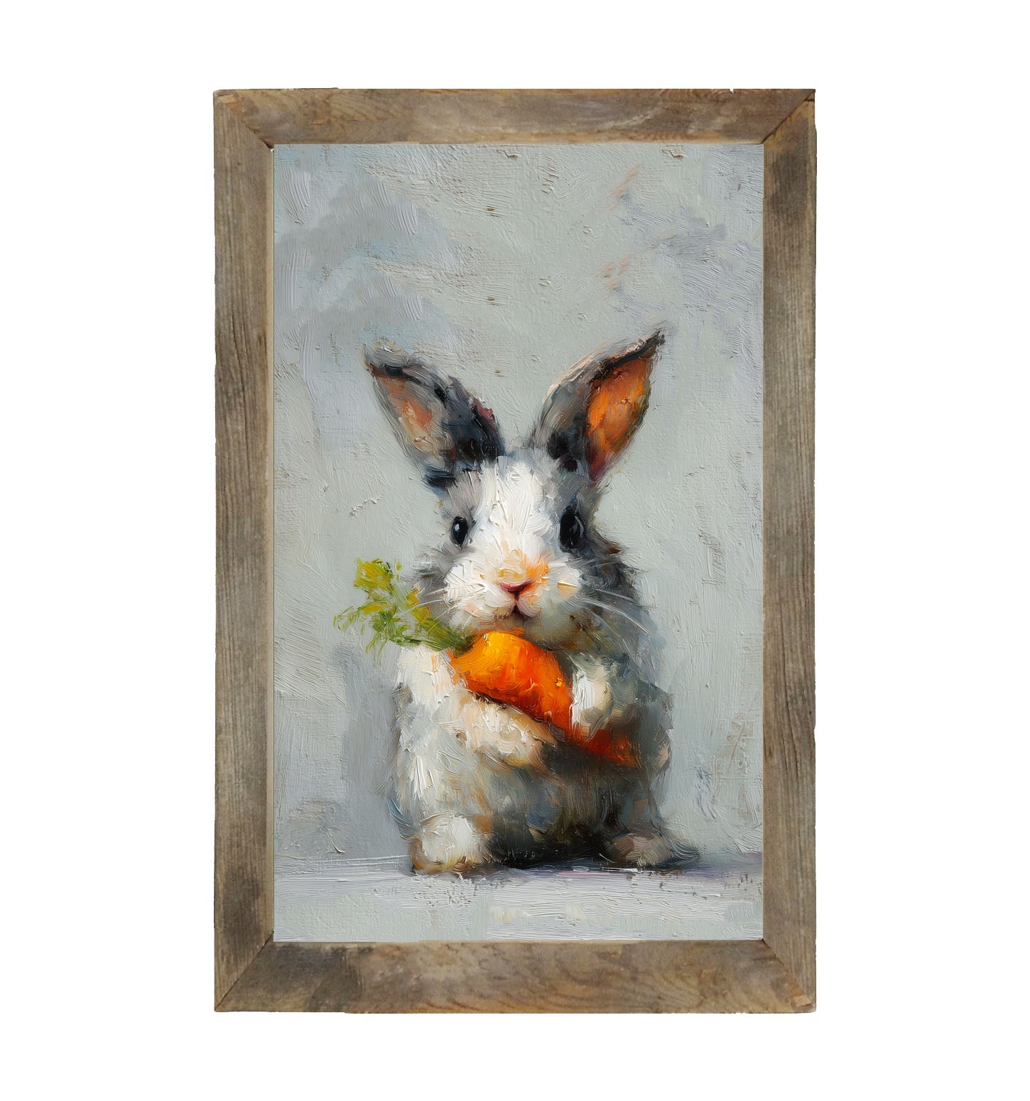 Bunny holding Carrot - Framed Art