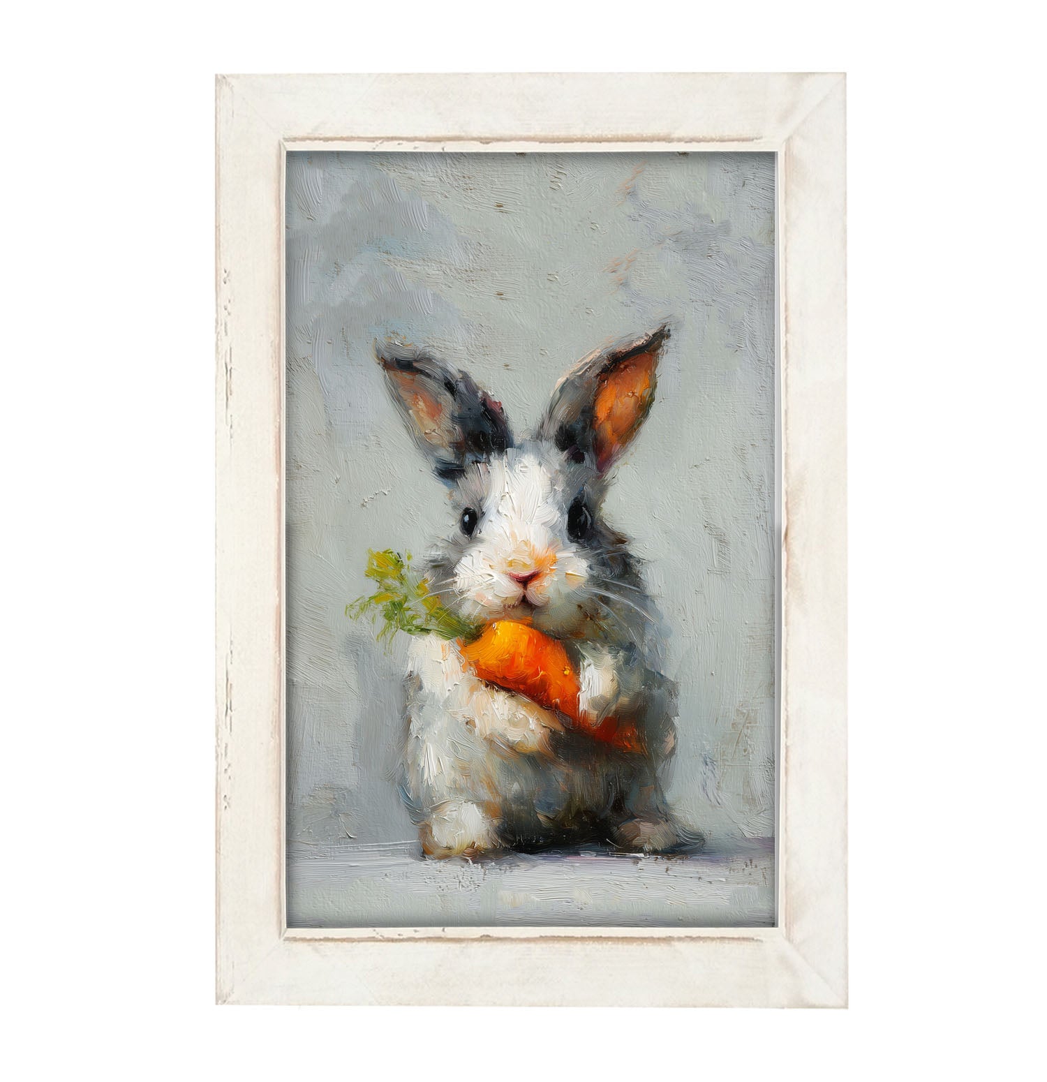 Bunny holding Carrot - Framed Art
