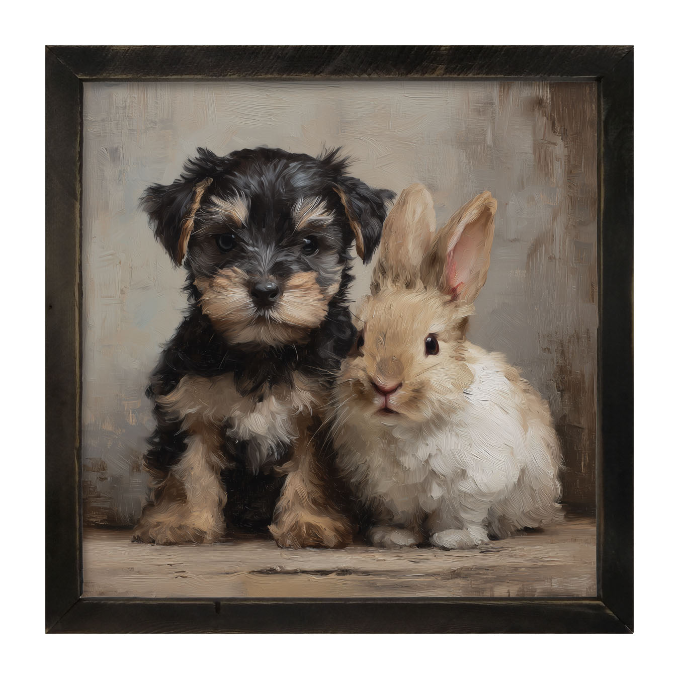 Dog and Rabbit - Framed Art