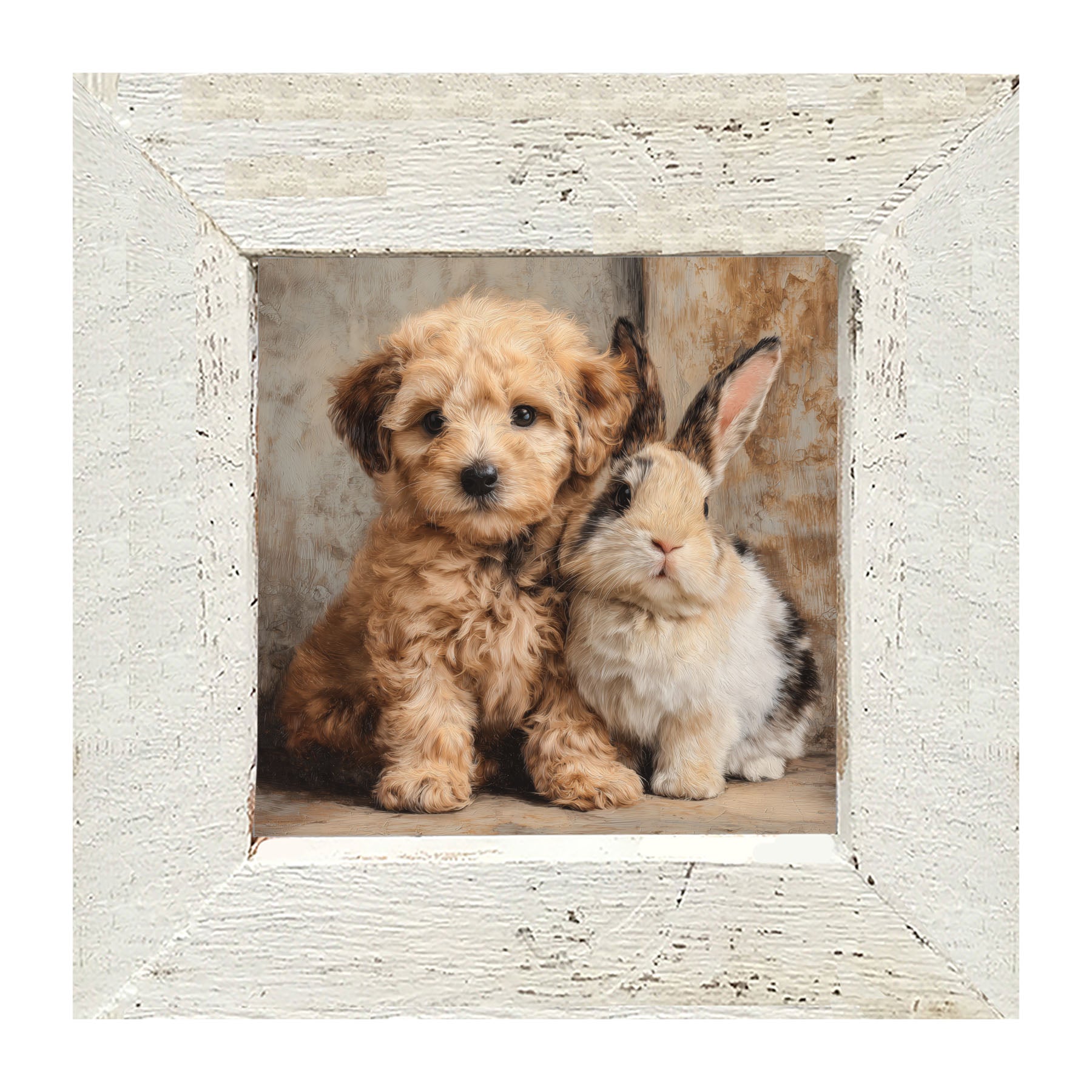 Dog and Bunny Friends - Framed Art