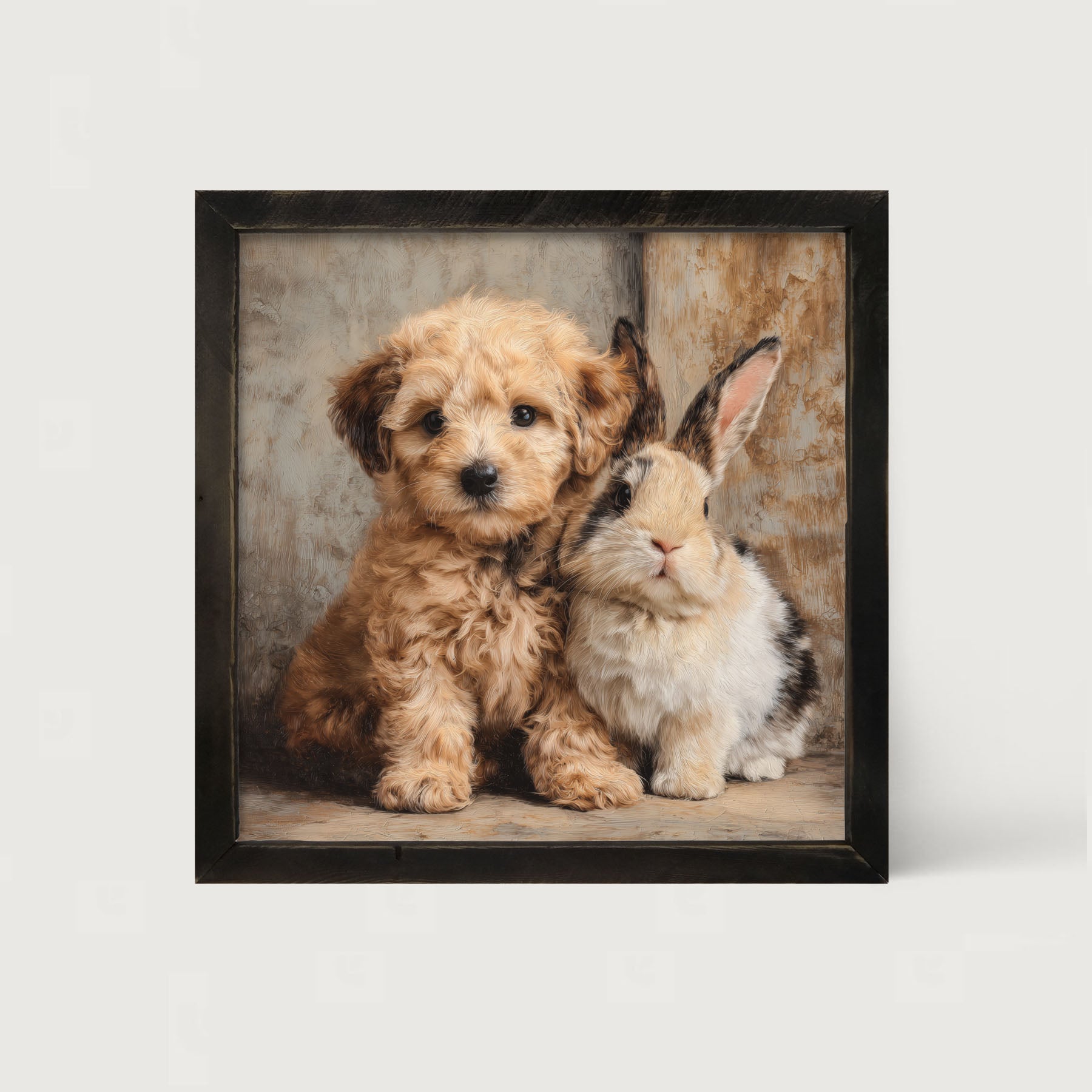 Dog and Bunny Friends - Framed Art