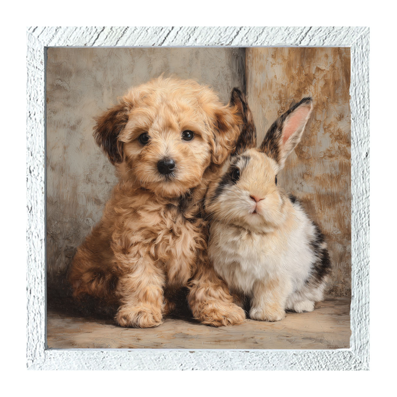 Dog and Bunny Friends - Framed Art