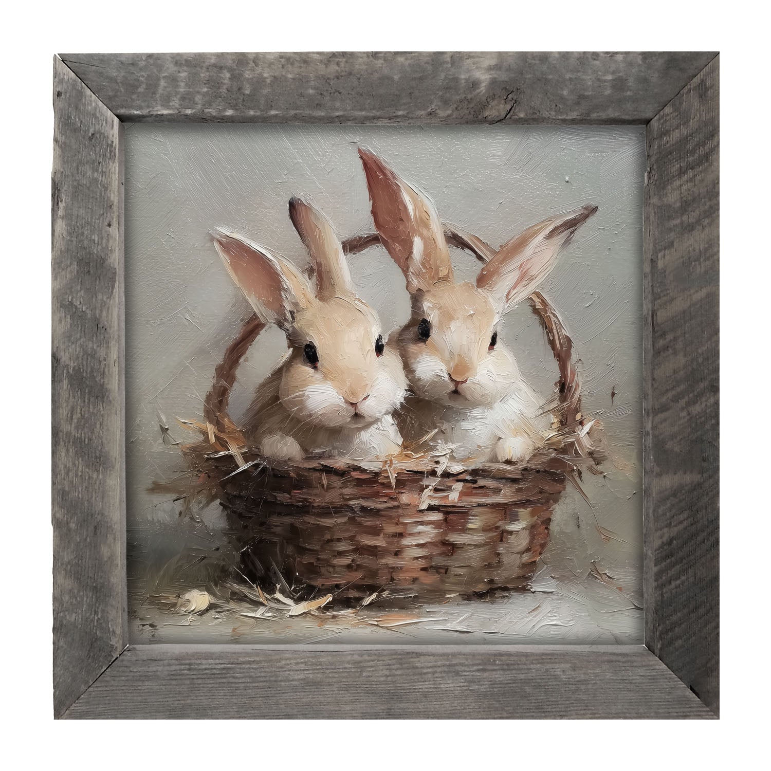 Easter Basket - Pair of Bunnies - Framed Art