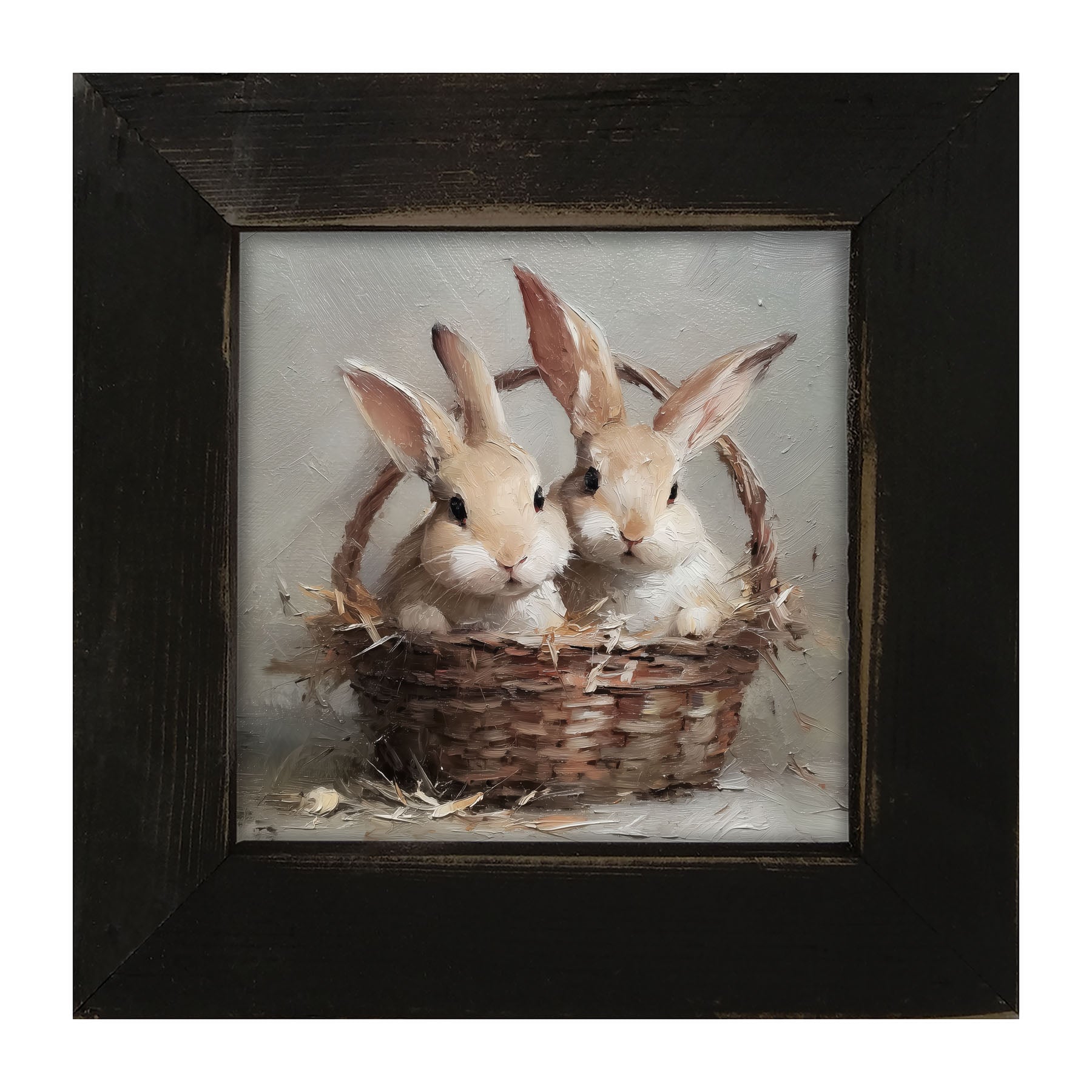 Easter Basket - Pair of Bunnies - Framed Art