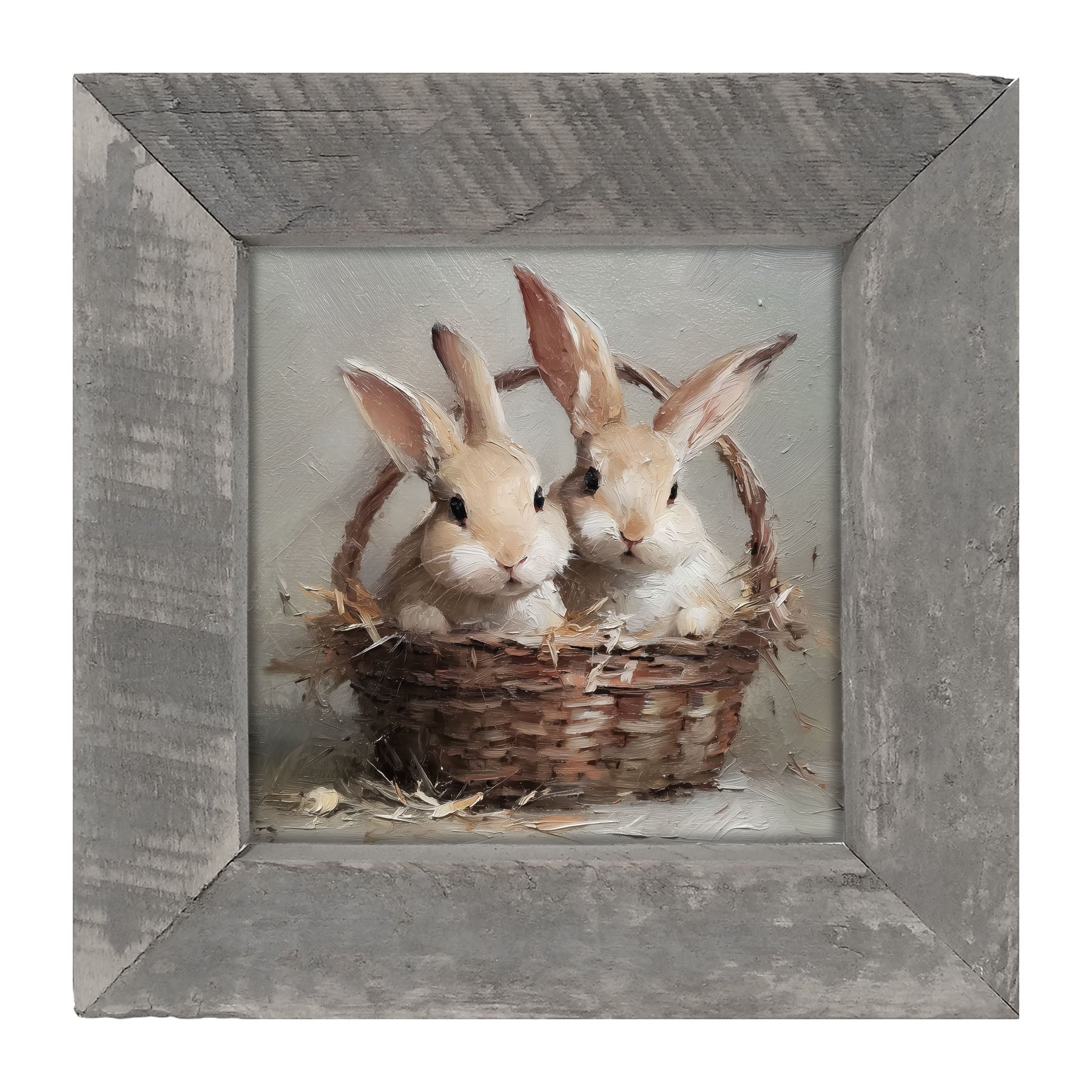 Easter Basket - Pair of Bunnies - Framed Art