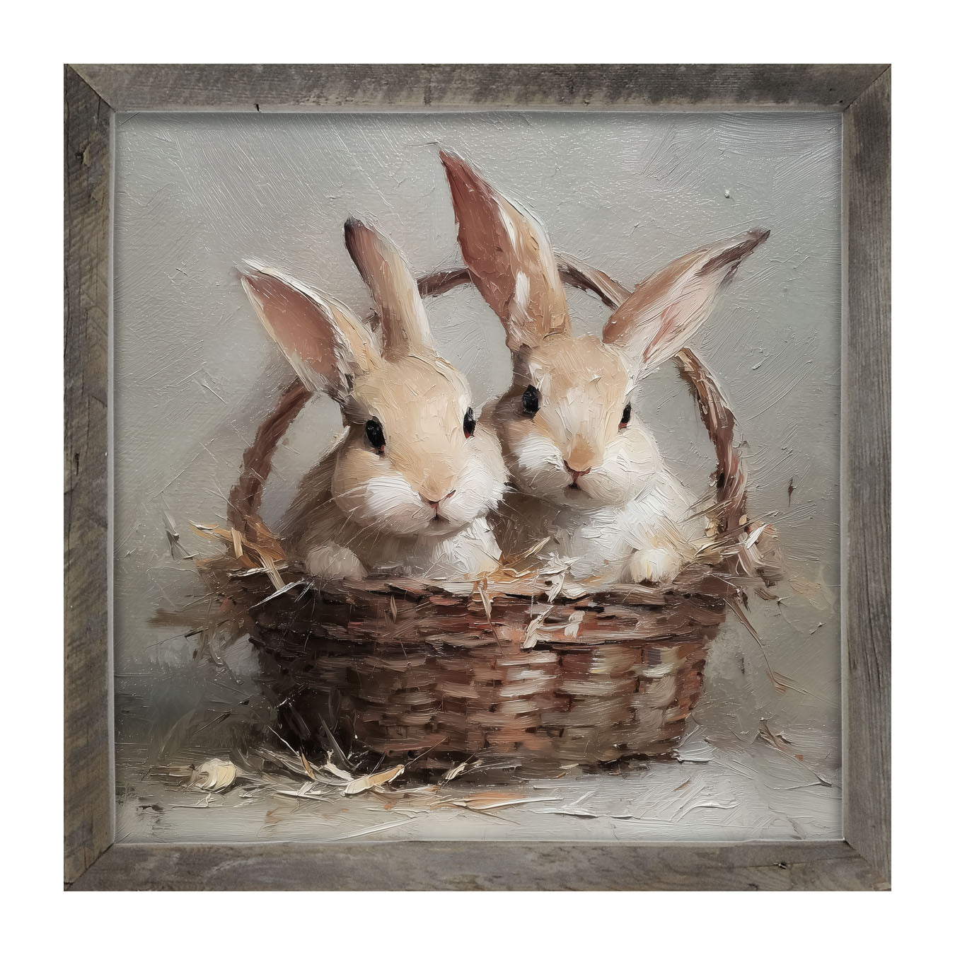 Easter Basket - Pair of Bunnies - Framed Art