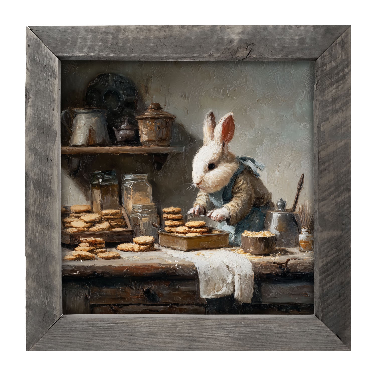 Bunny Baking Cookies - Framed Art