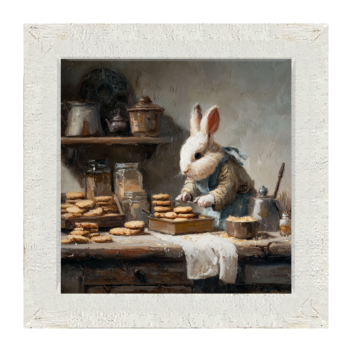 Bunny Baking Cookies - Framed Art