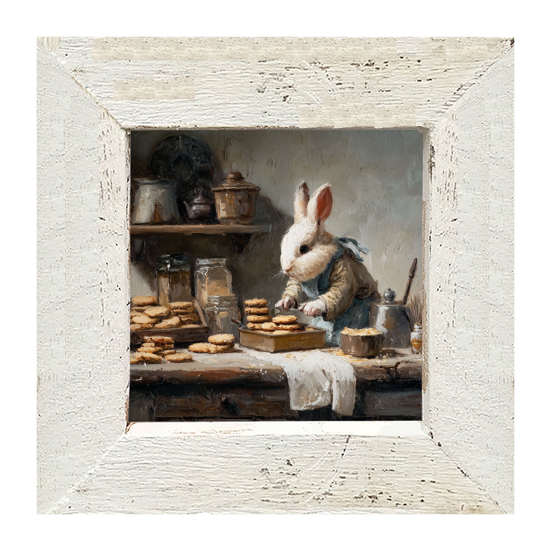 Bunny Baking Cookies - Framed Art