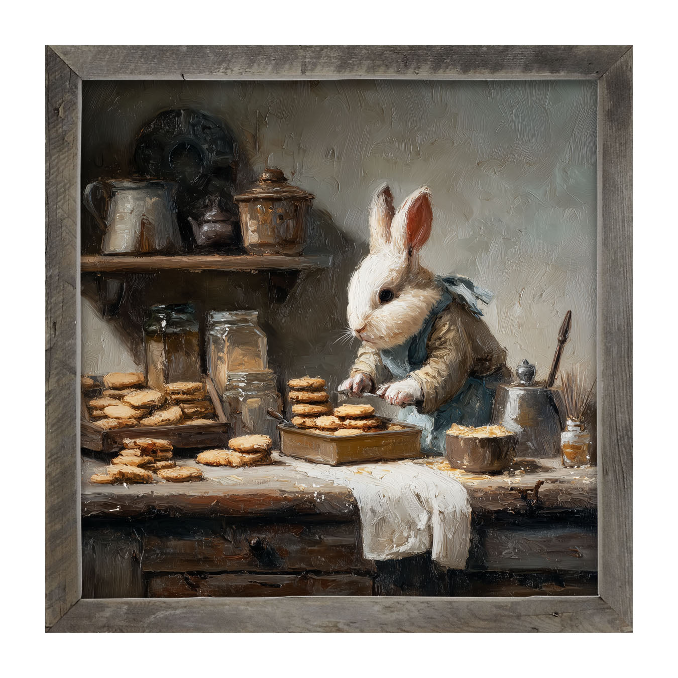 Bunny Baking Cookies - Framed Art