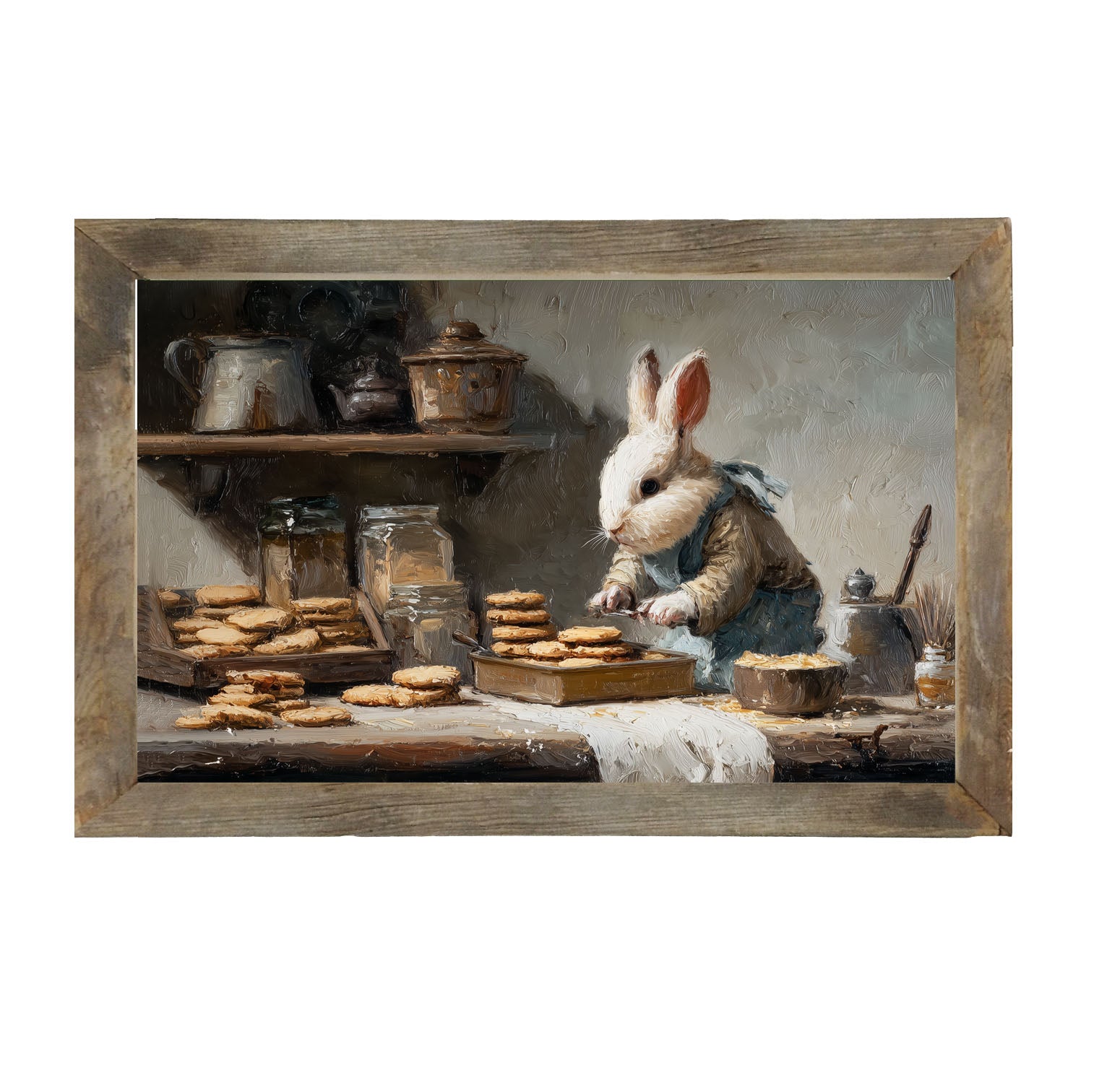 Bunny Baking Cookies - Framed Art
