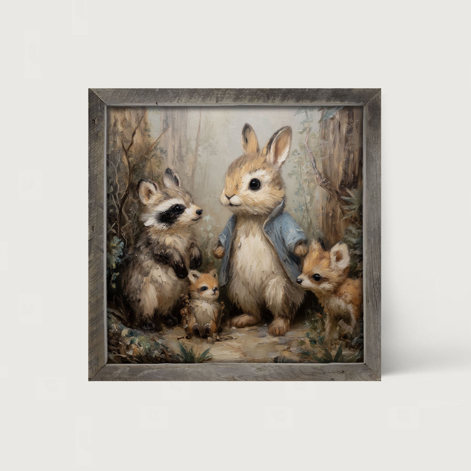 Bunny with his Buddies - Framed Art