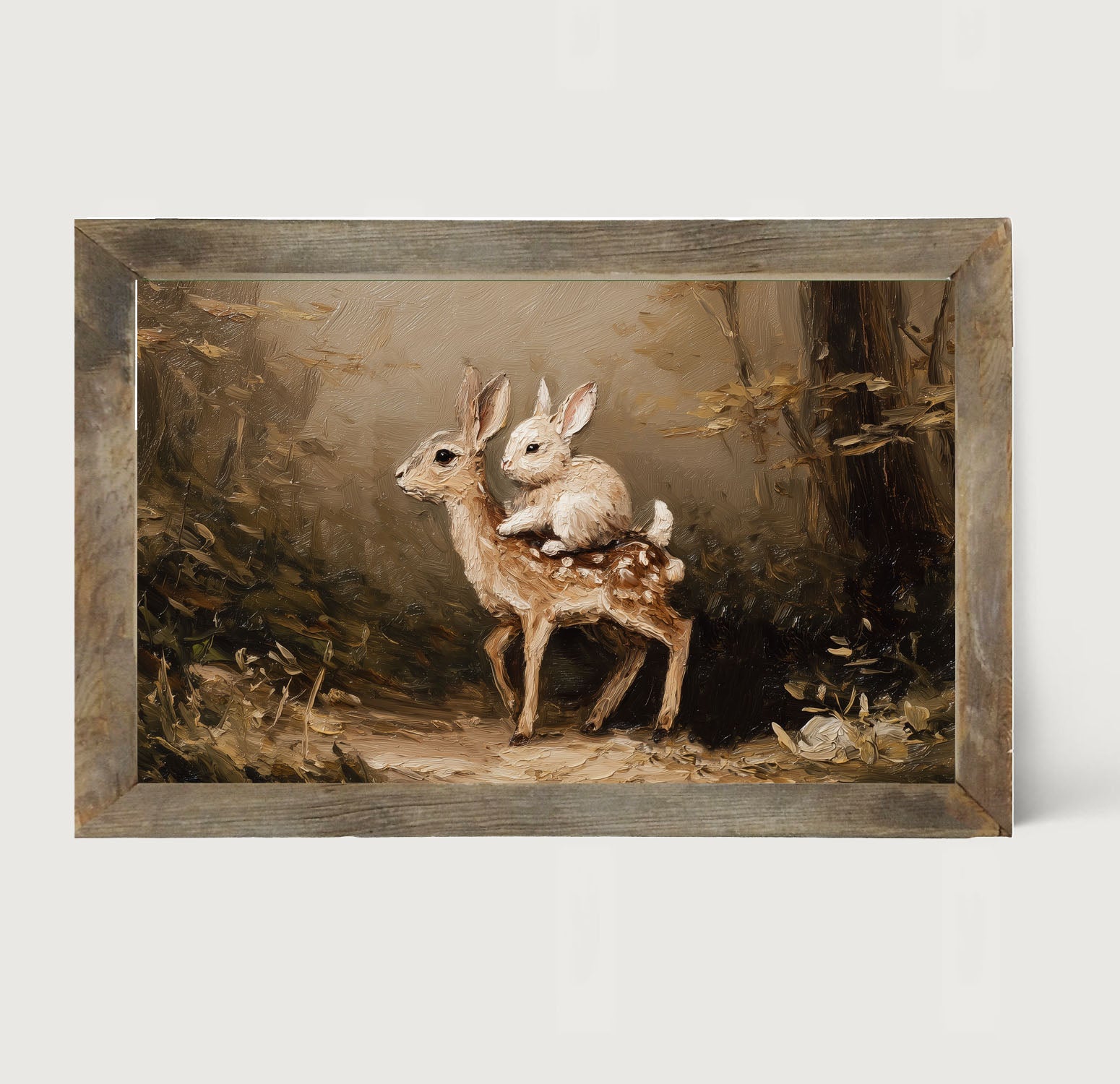 Bunny on Deer in Forest