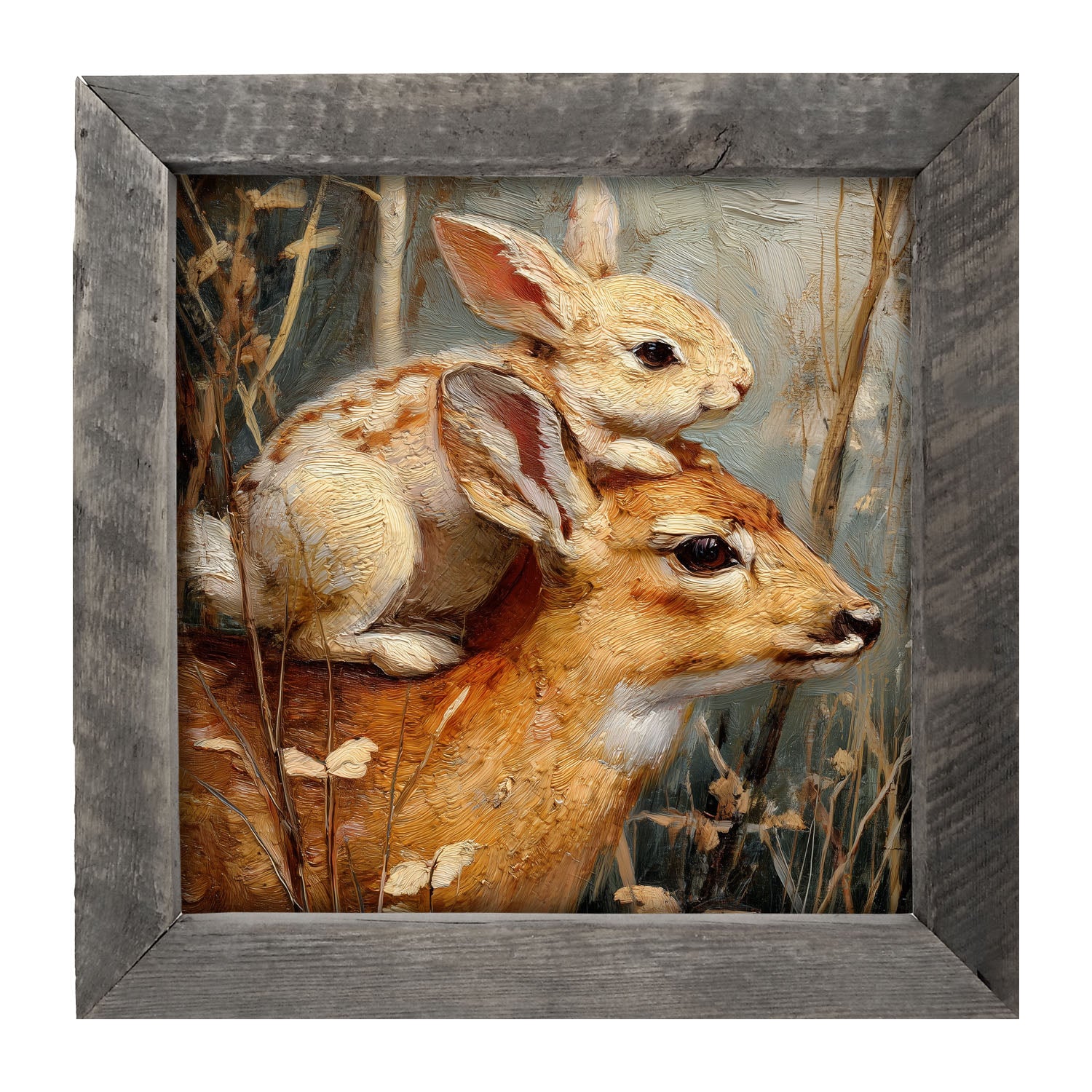 Bunny with a Deer - Framed Art