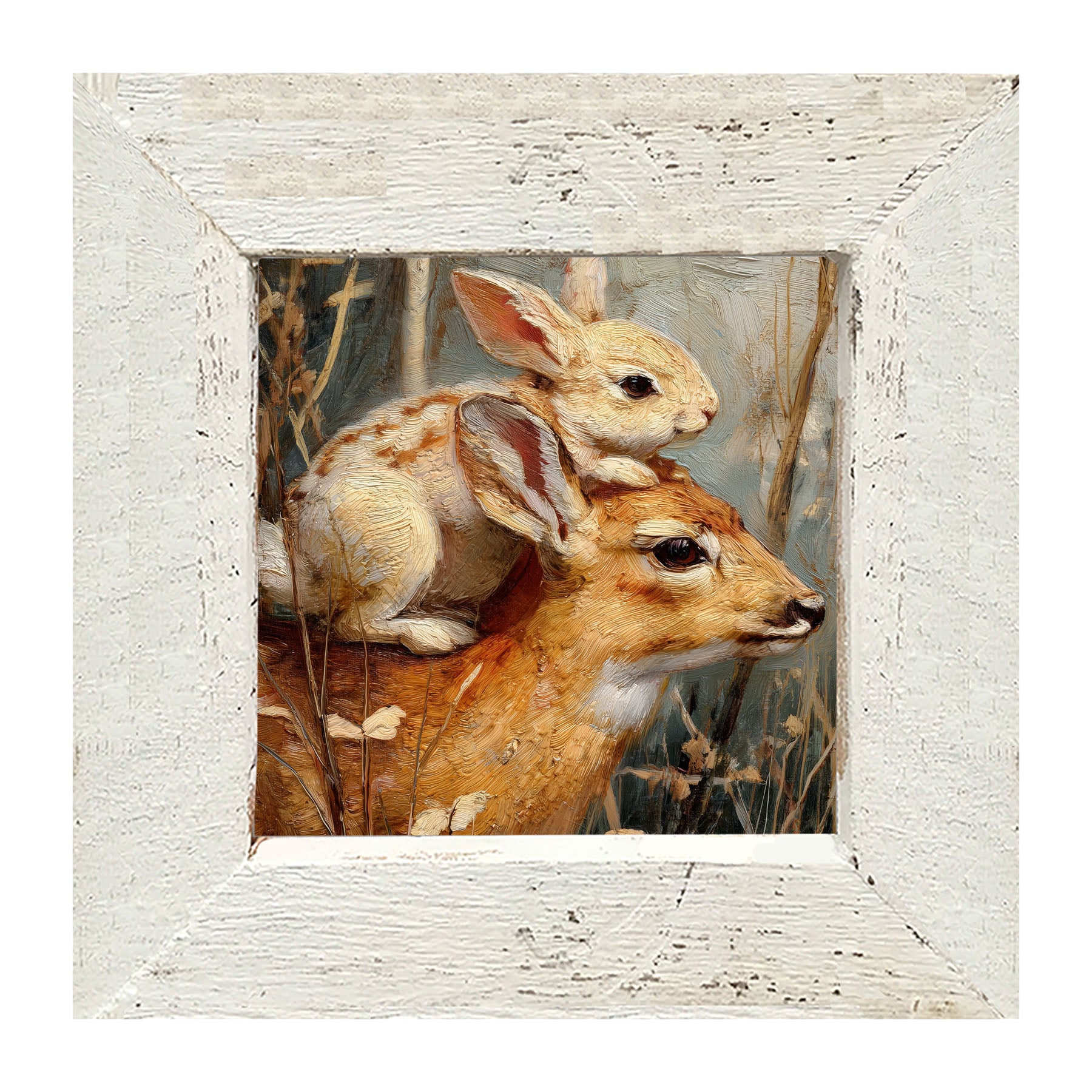 Bunny with a Deer - Framed Art