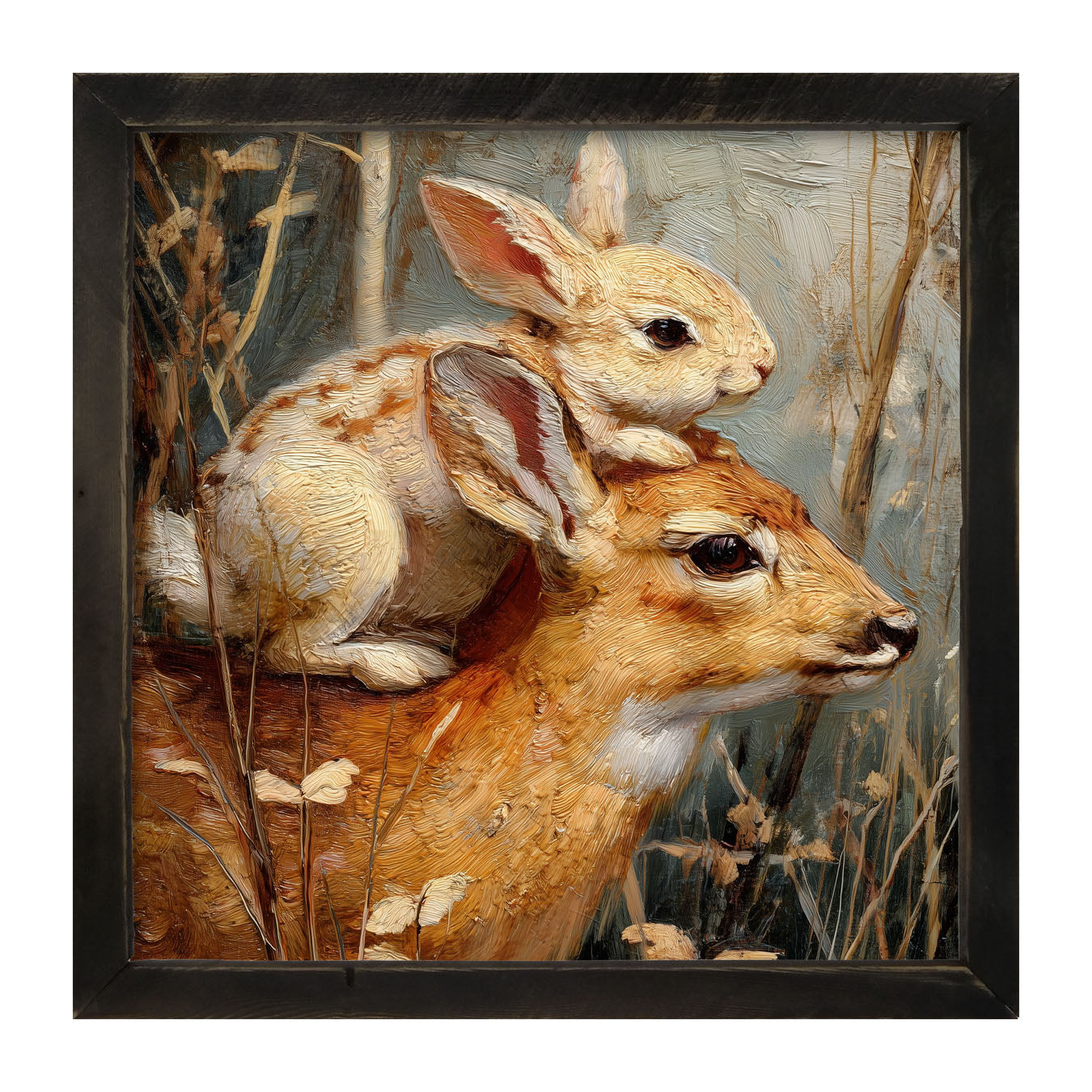 Bunny with a Deer - Framed Art